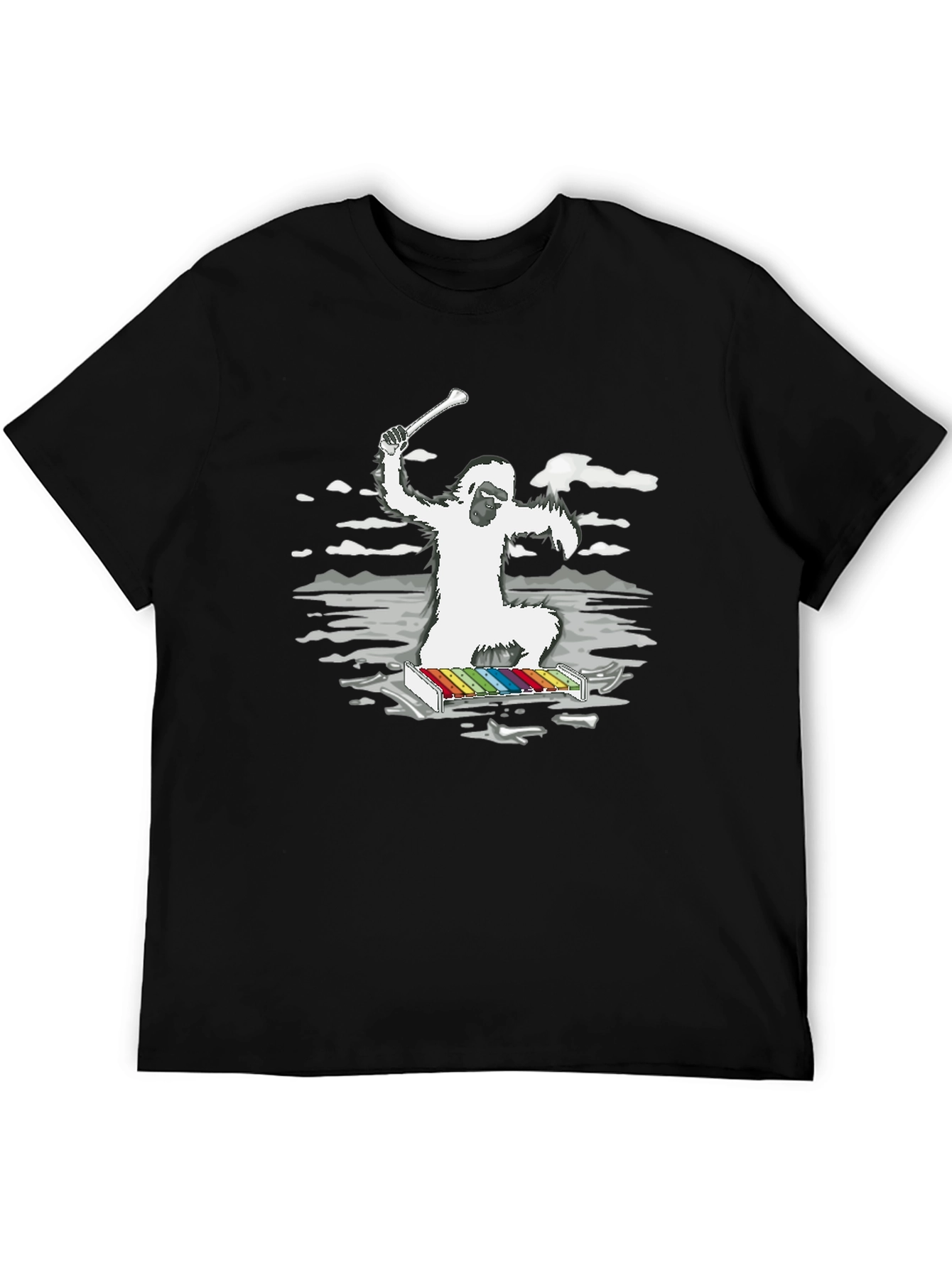 Black Yeti Xylophone Musician T-Shirt view 5