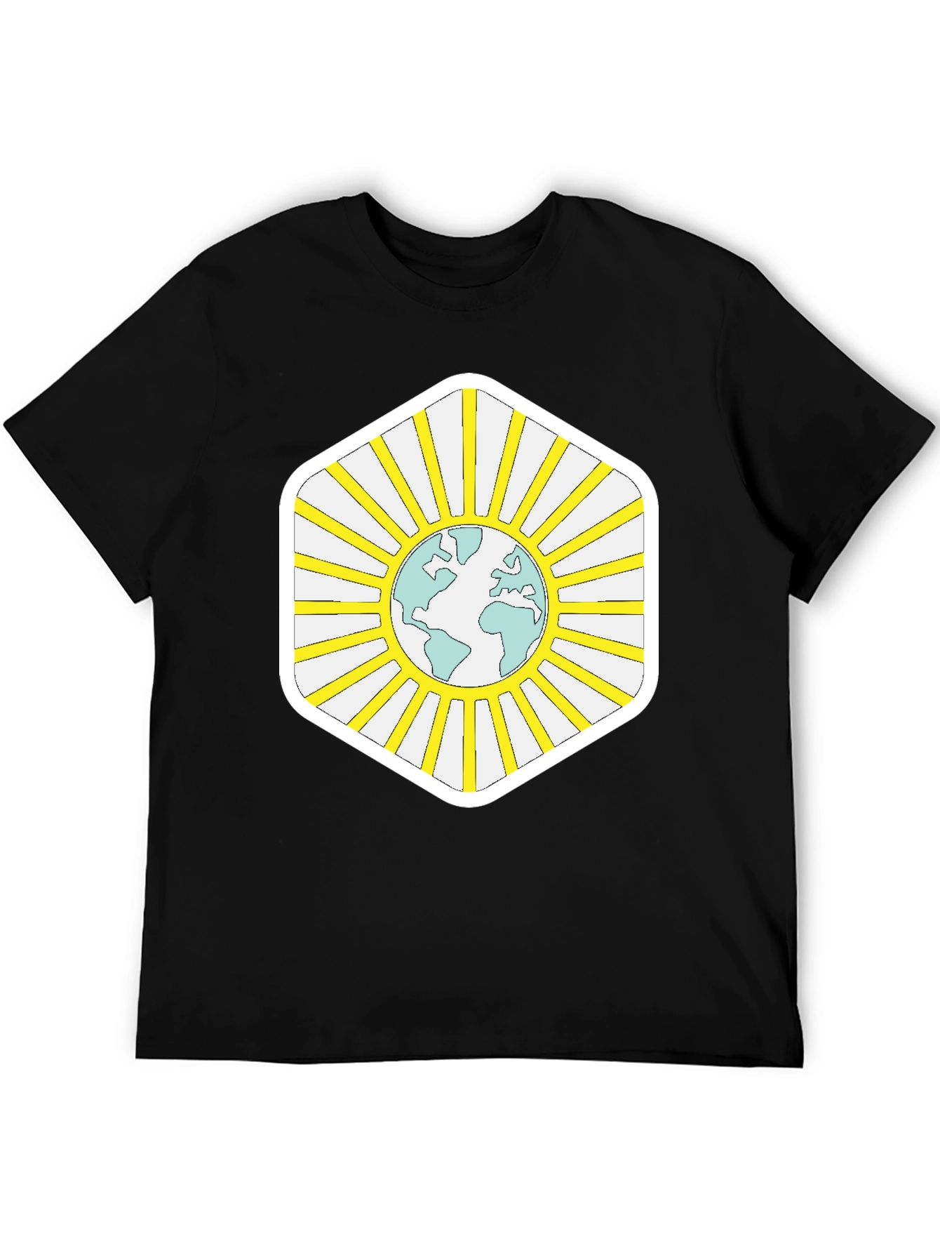 Black Global Harmony Tee - Earth Sun Graphic Black T-Shirt view 5