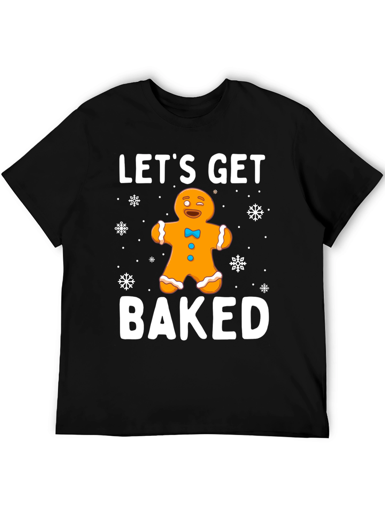 Black Let's Get Baked Gingerbread Holiday T-Shirt view 5