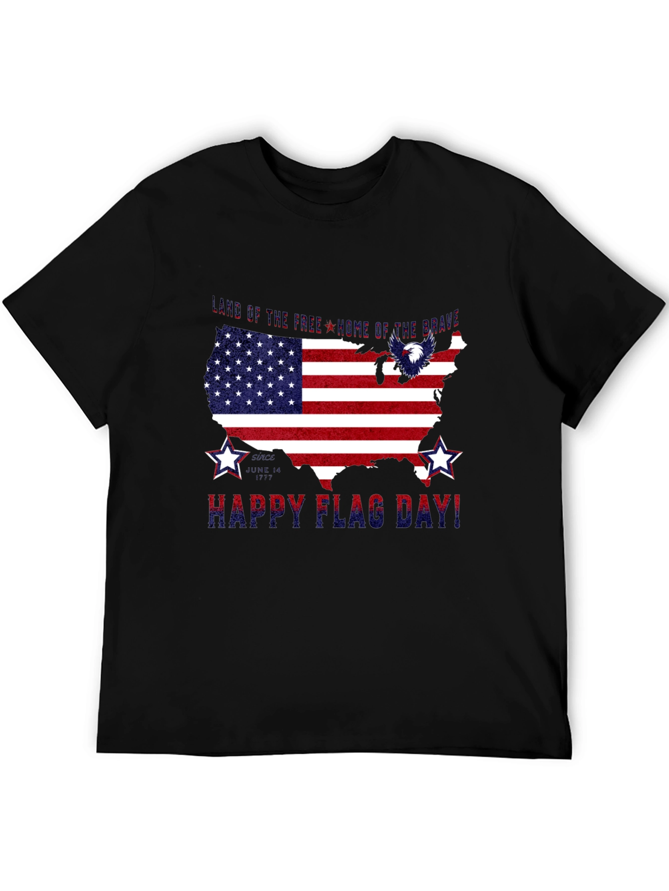 Black Patriotic USA Flag Happy Flag Day T-Shirt view 5