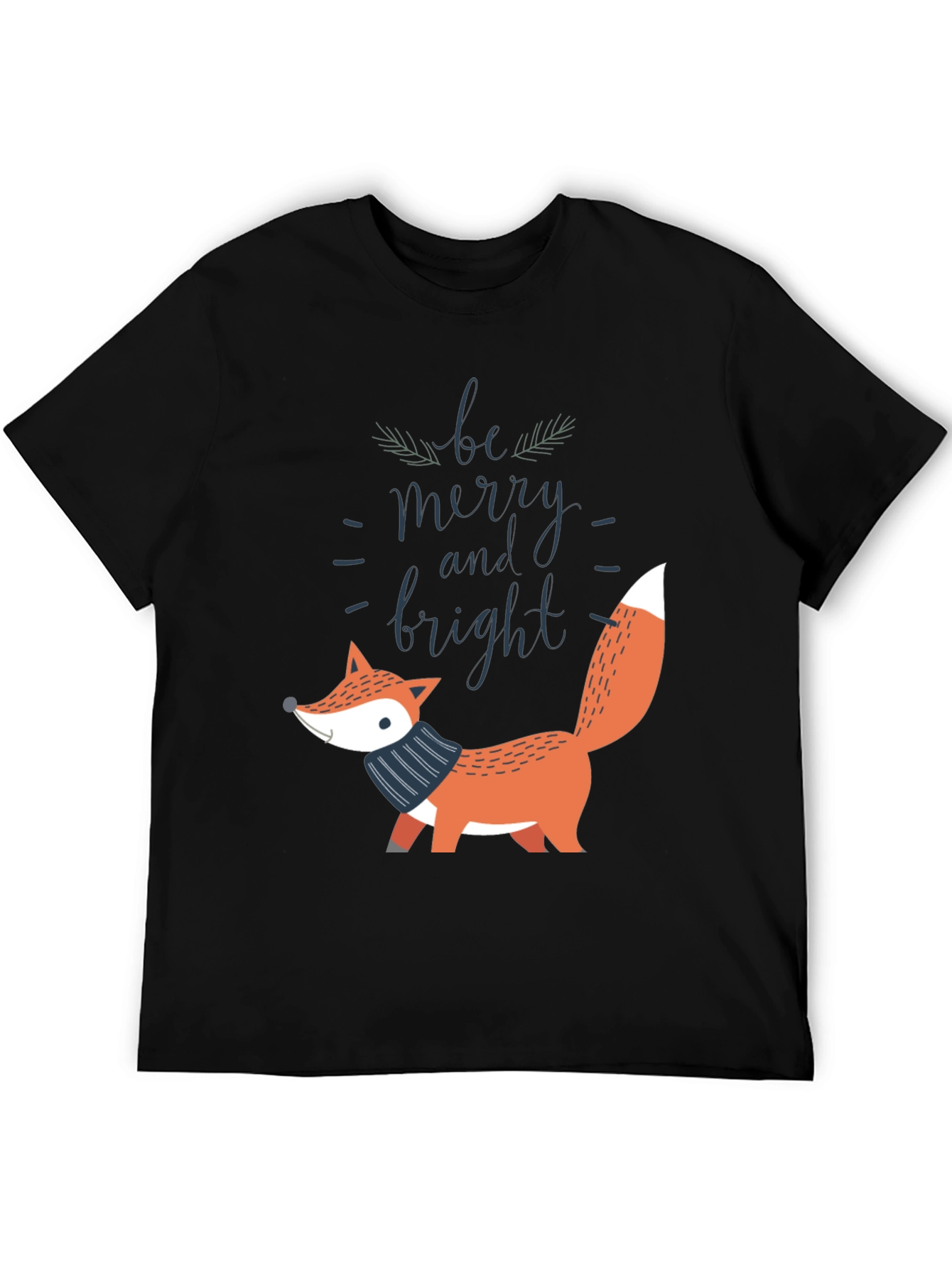 Black Be Merry and Bright Fox Graphic Tee view 5