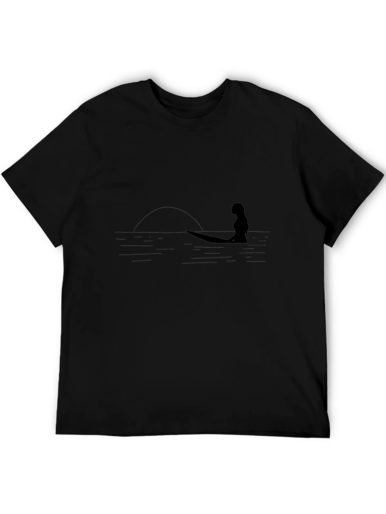 Black Surfer Silhouette Black Graphic Tee view 5