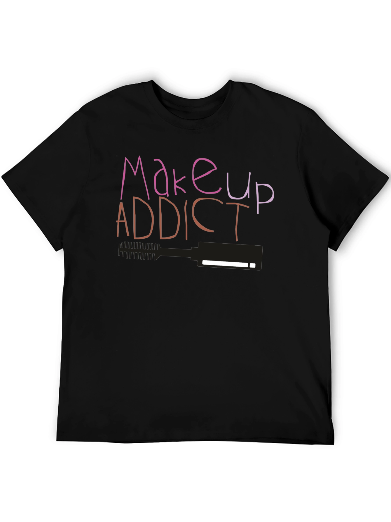 Black Makeup Addict Graphic T-Shirt view 5