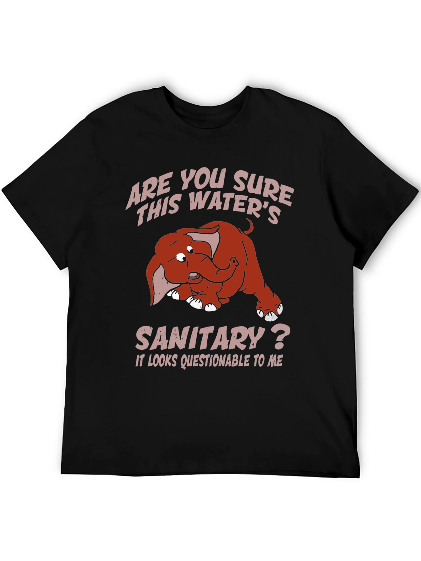 Black Humorous Elephant T-Shirt: Sanitary Water? view 5