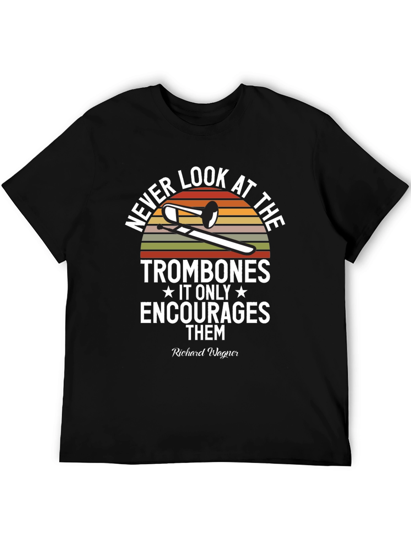 Black Never Look at the Trombones T-Shirt view 5