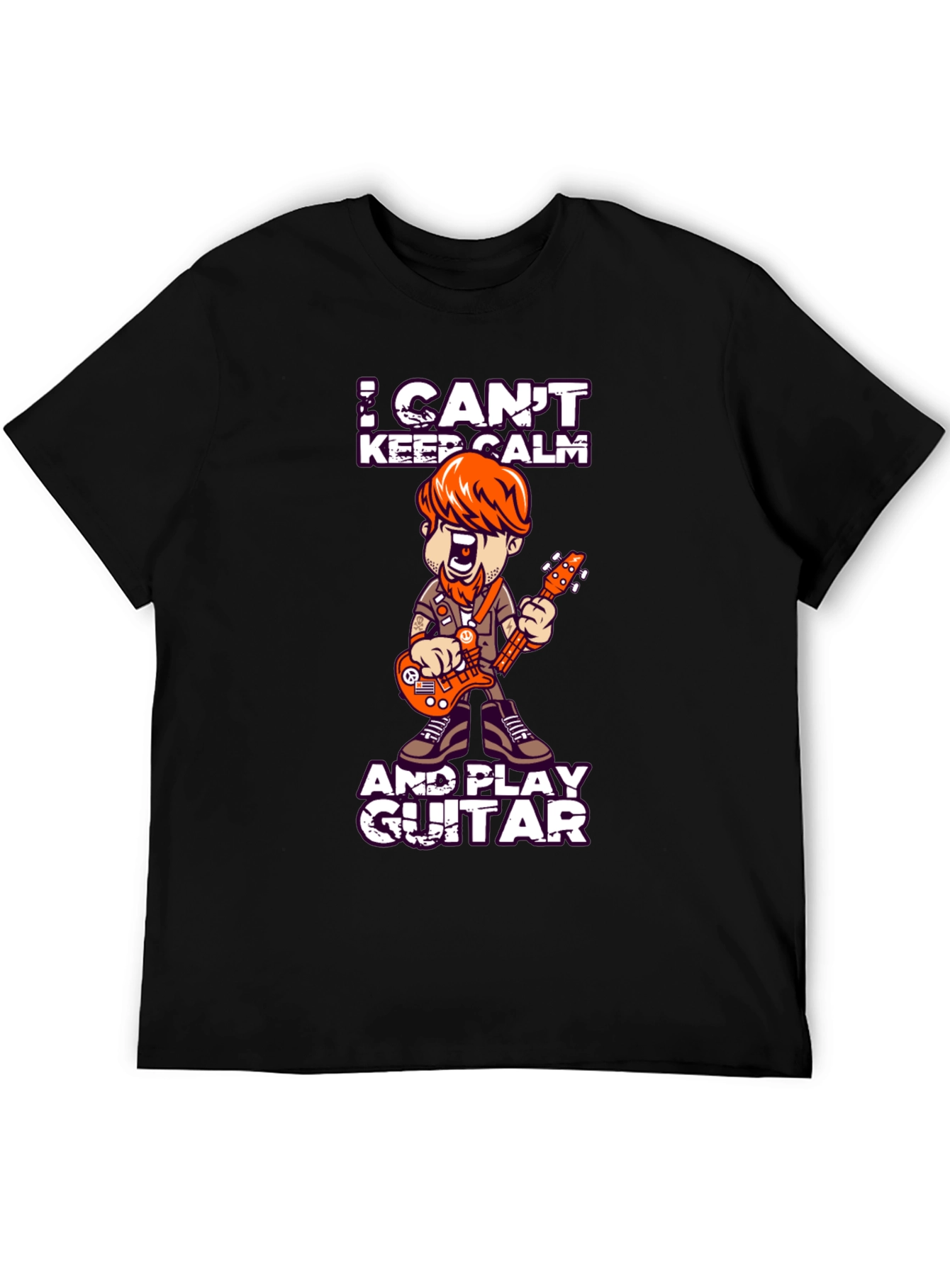 Black I Can't Keep Calm and Play Guitar T-Shirt view 5