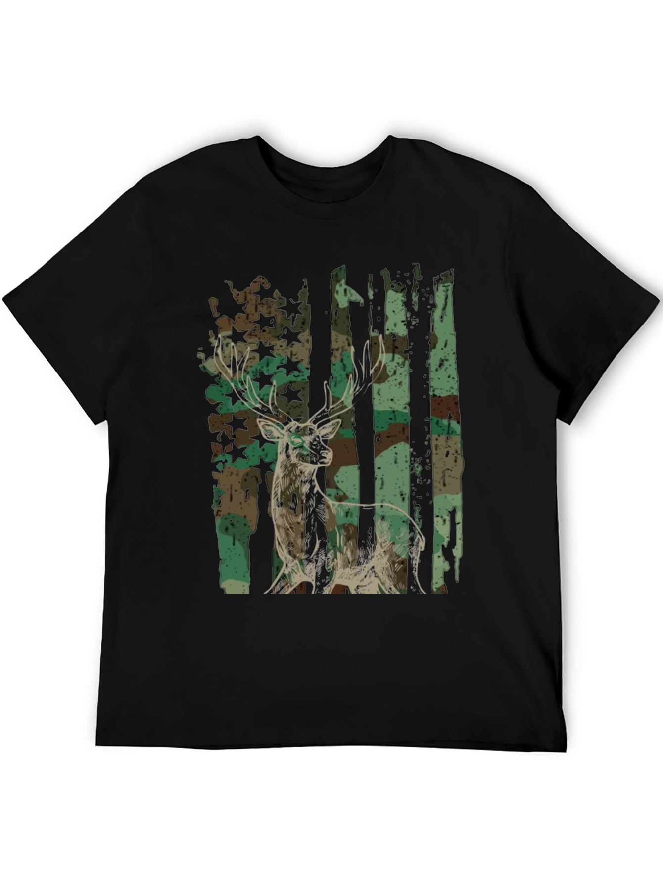 Black Camo Deer Graphic Tee - Men's Hunting Shirt view 5