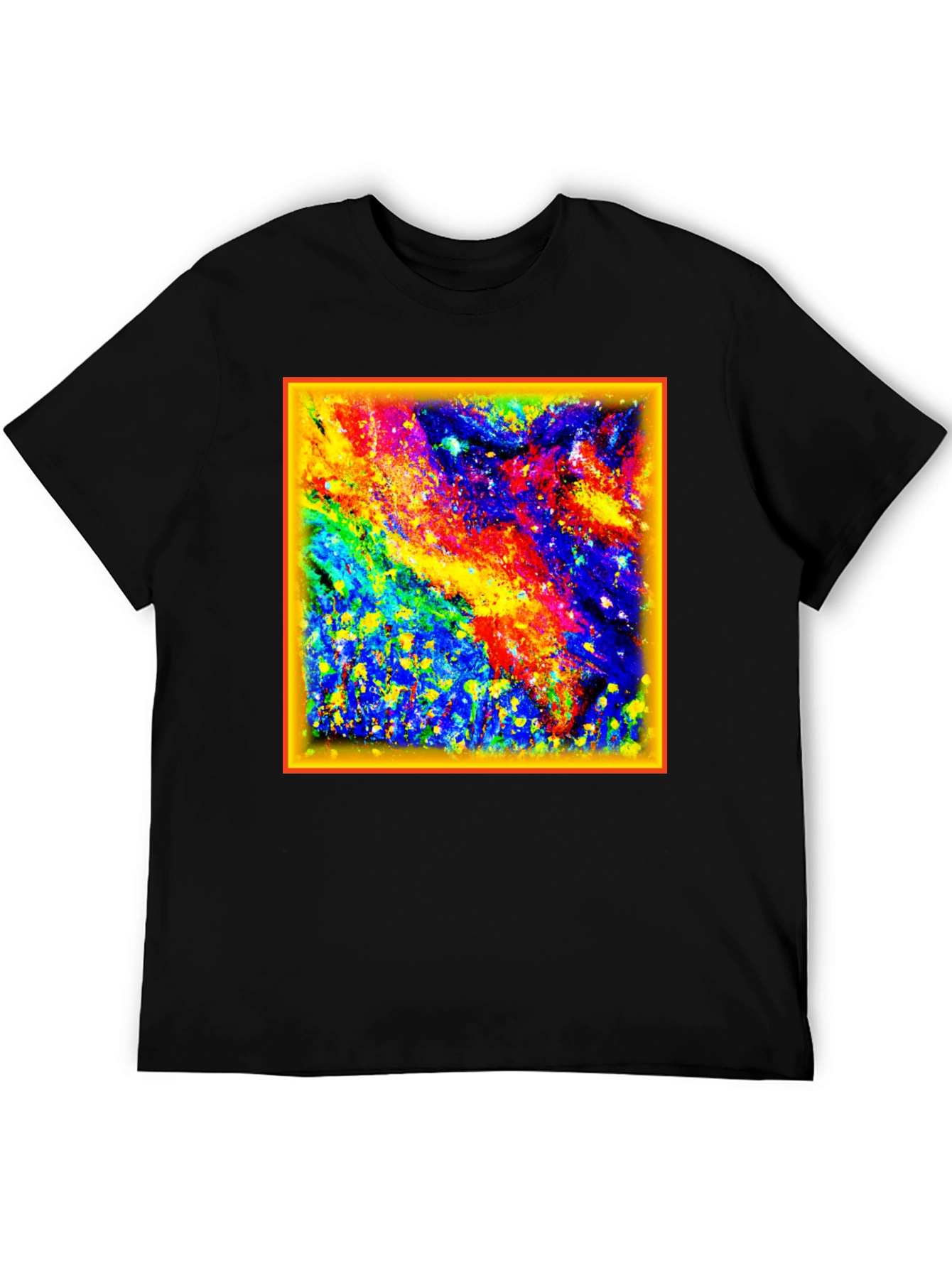 Black Colorful Abstract Art Graphic Tee - Black view 5