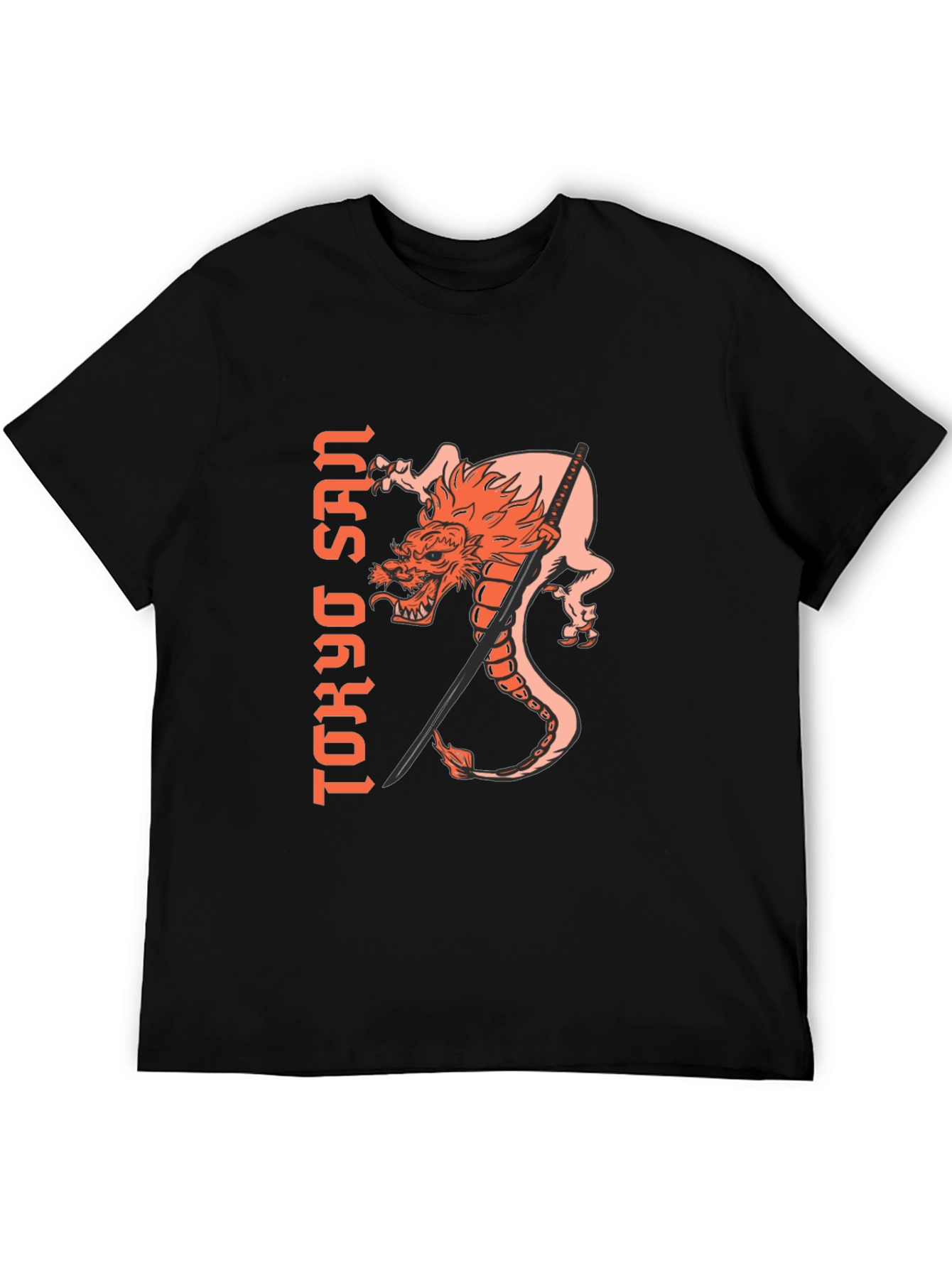 Black Tokyo San Dragon Graphic Tee - Black Cotton Blend view 5
