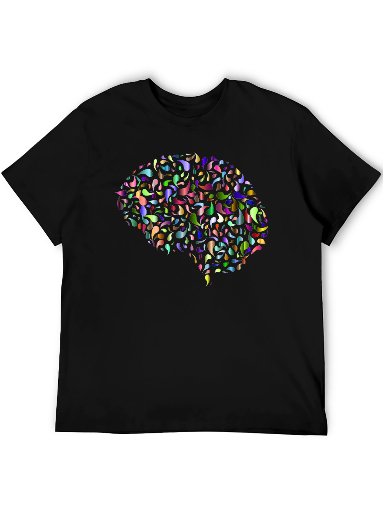 Black Brain Design T-Shirt - Vivid Colorful Graphic Tee view 5