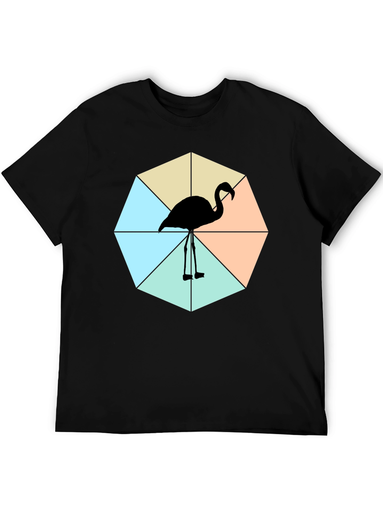 Black Trendy Flamingo Graphic Tee - Casual Black Shirt view 5