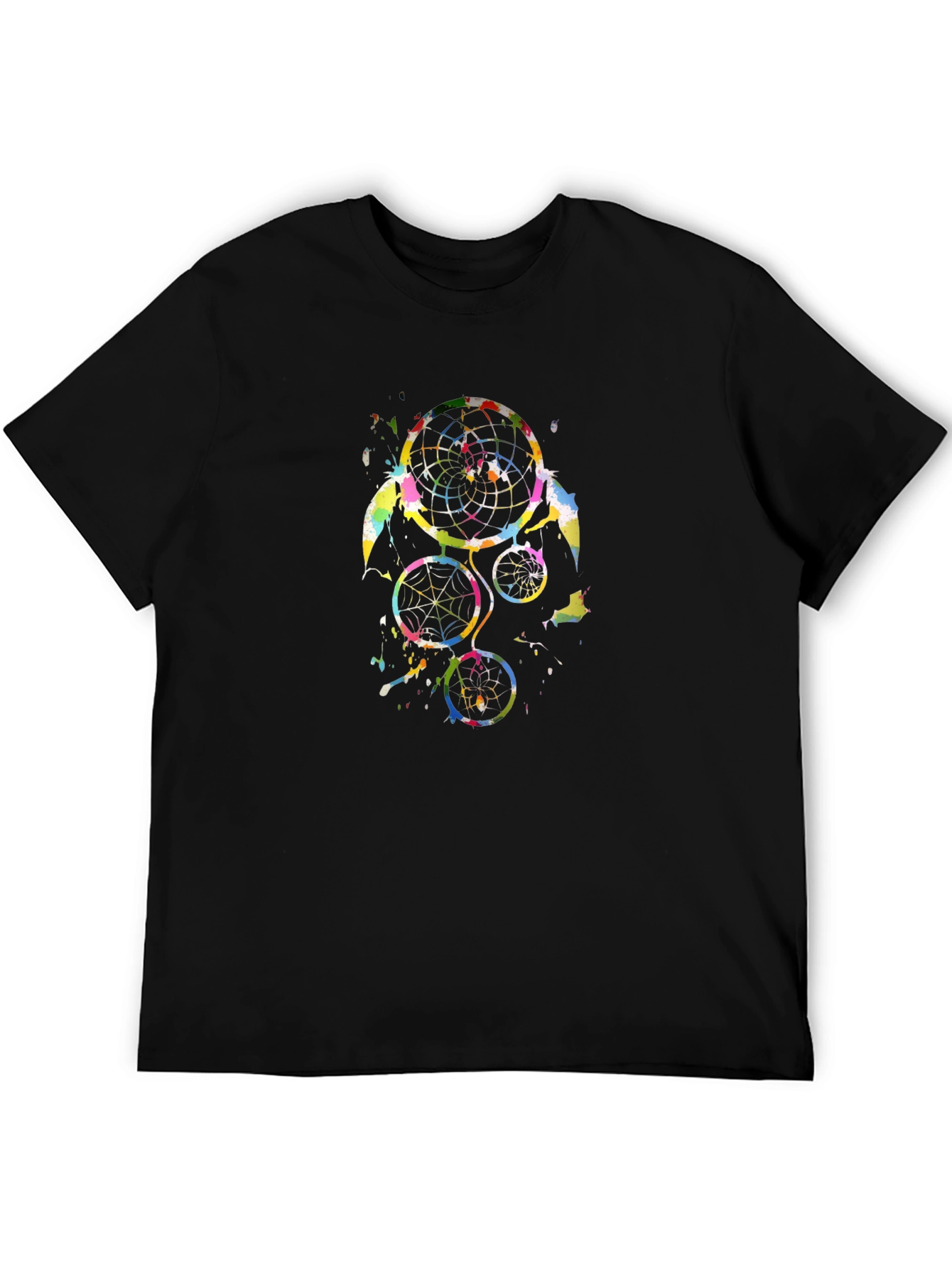 Black Colorful Dreamcatcher Graphic Black T-Shirt view 5