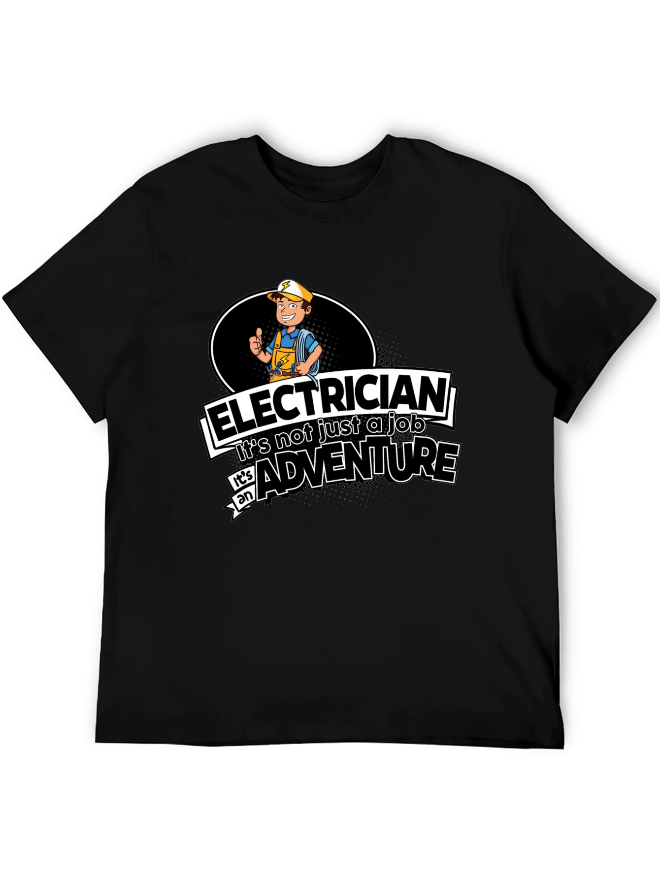 Black Electrician Adventure Graphic T-Shirt view 5