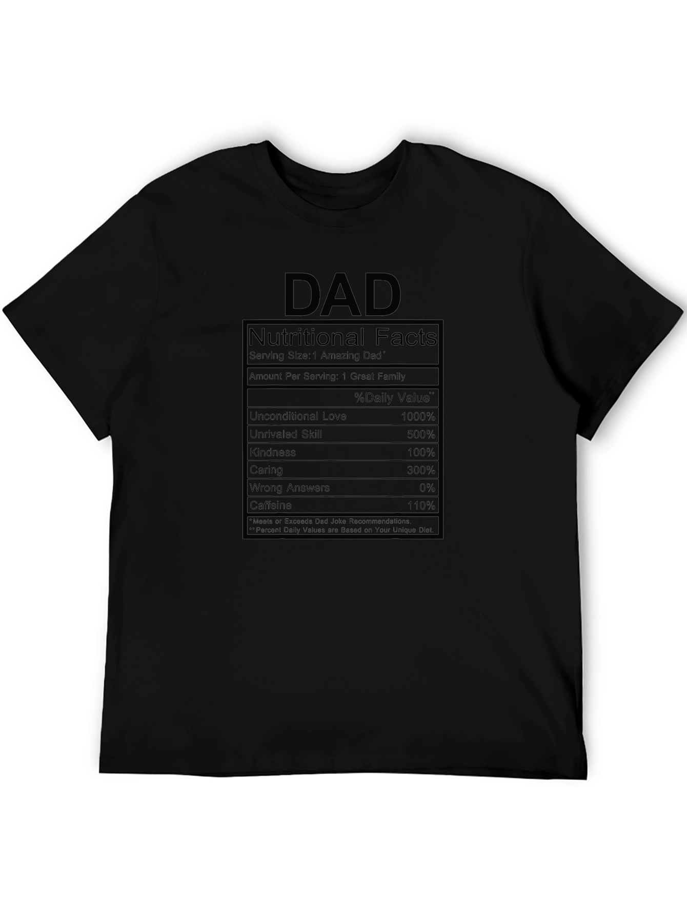 Black Dad Nutritional Facts Black T-Shirt view 5