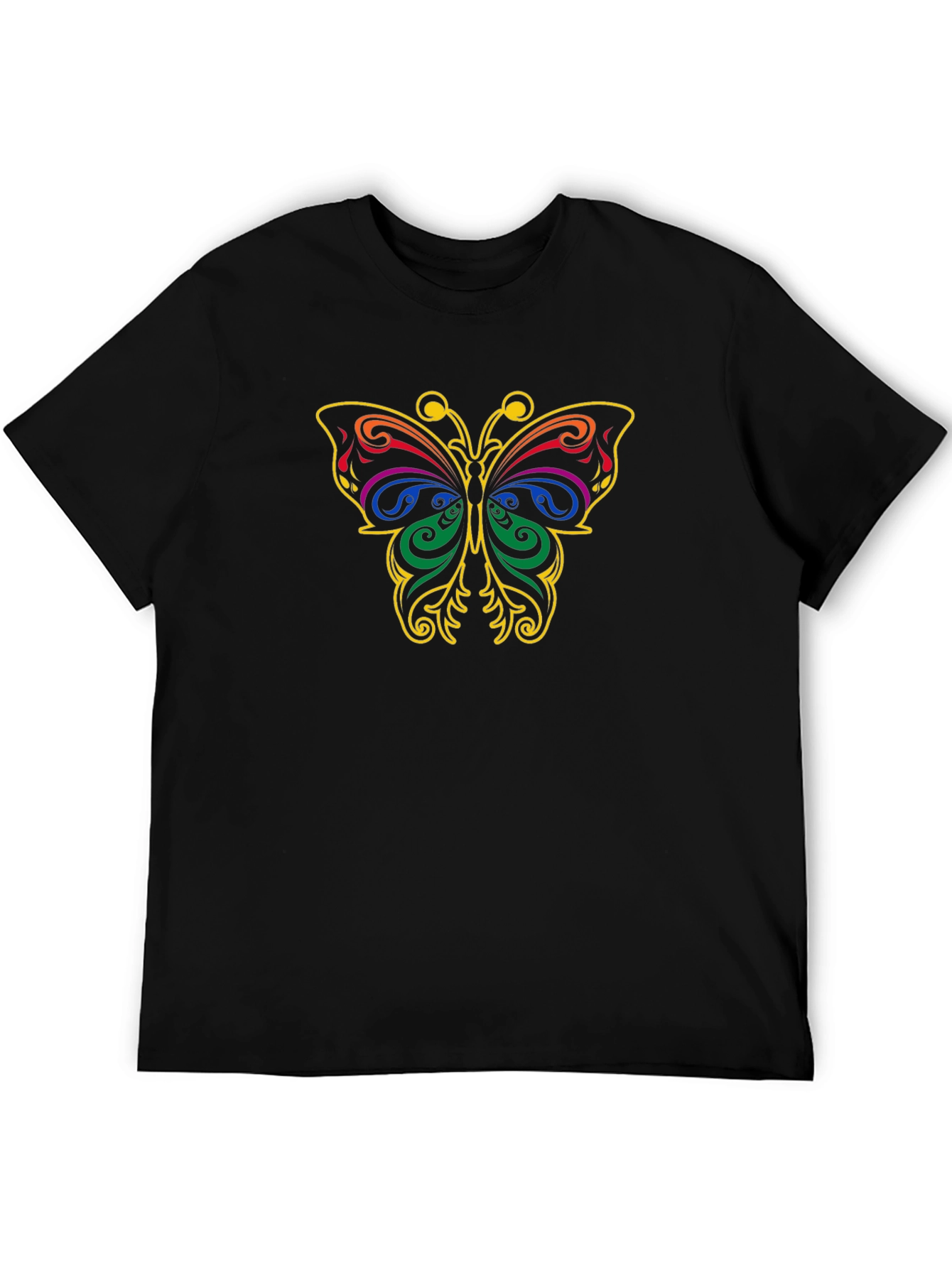 Black Butterfly Graphic Tee - Black Cotton T-Shirt view 5