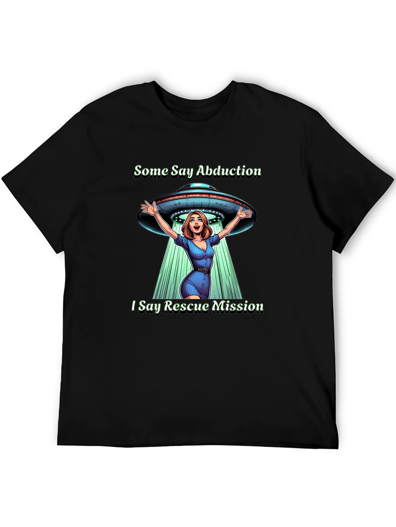 Black Rescue Mission UFO T-Shirt view 5