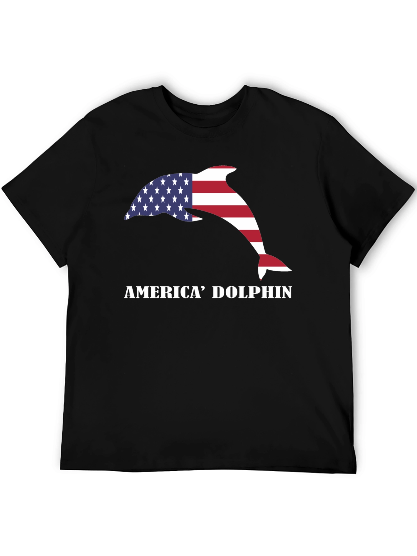Black America Dolphin Graphic T-Shirt view 5