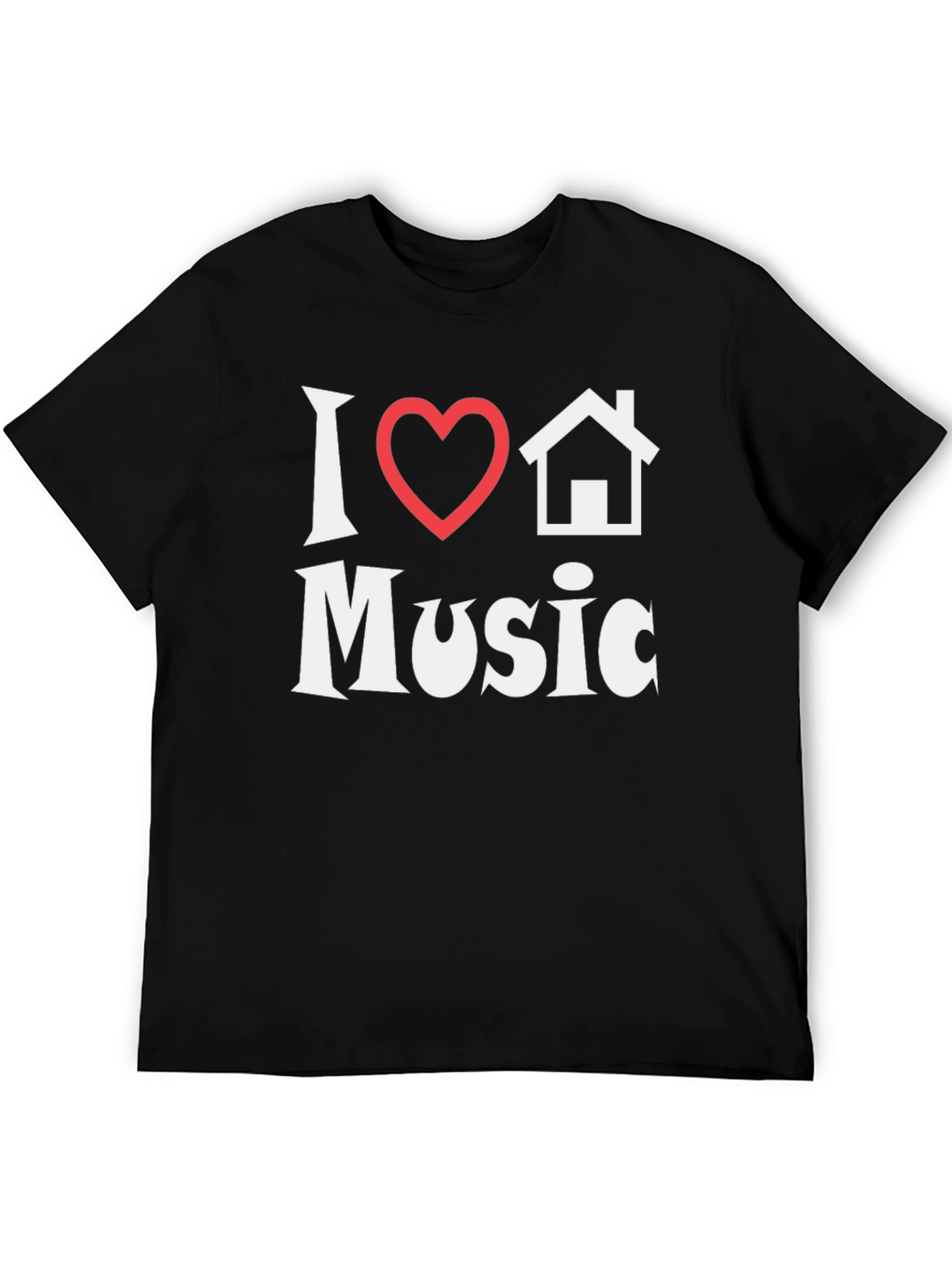 Black I Heart House Music T-Shirt - Black Cotton Tee view 5