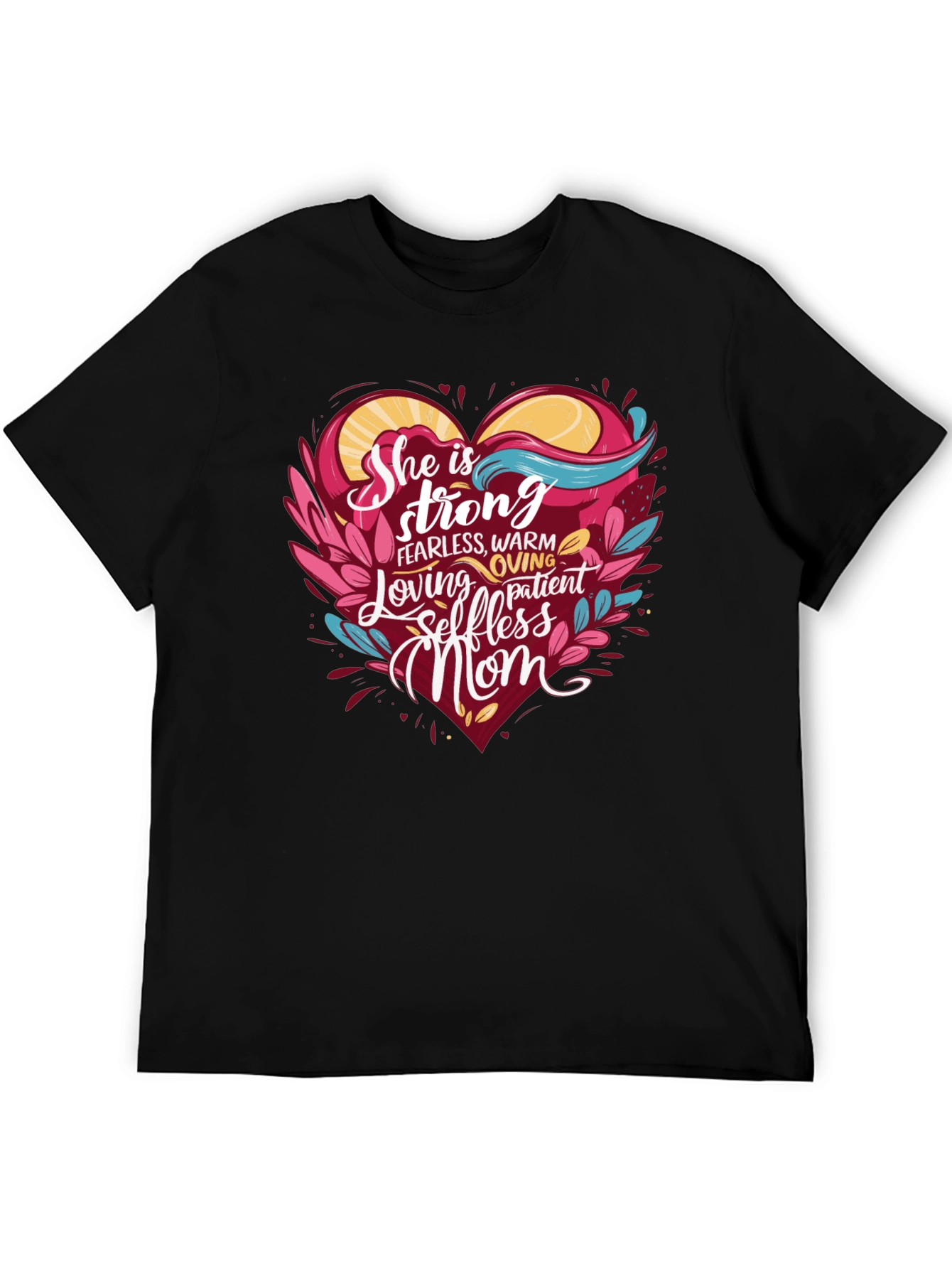 Black She is Strong Mom T-Shirt view 5