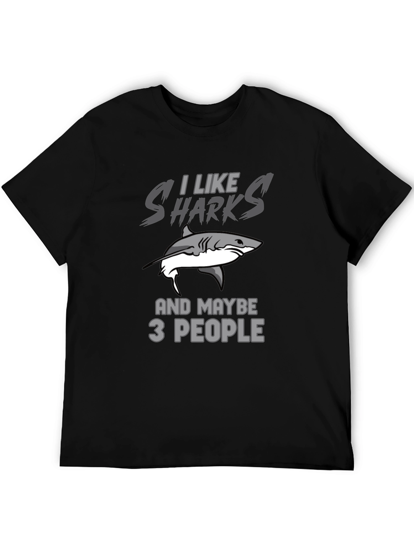 Black I Like Sharks T-Shirt - Funny Graphic Tee view 5