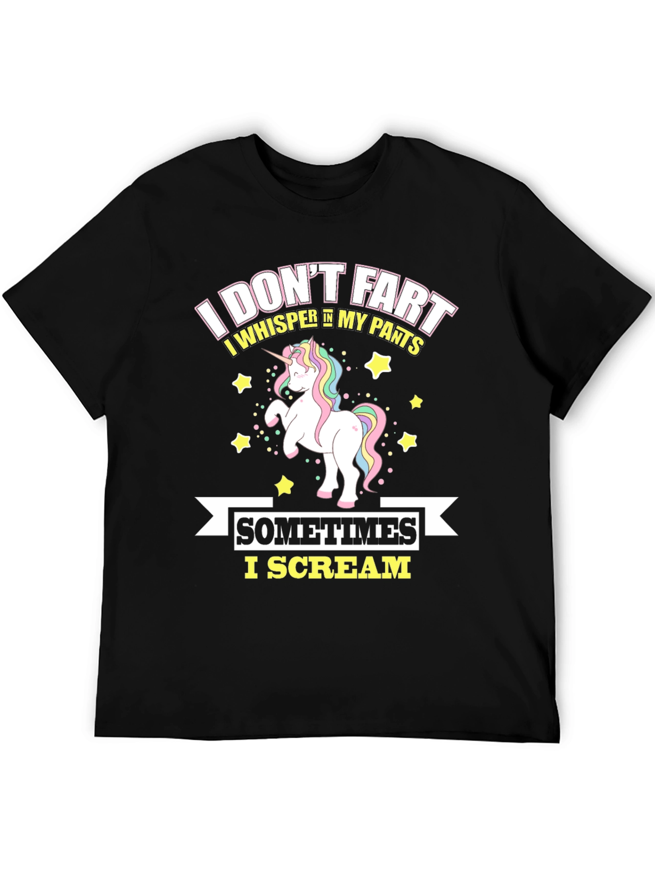 Black Funny Unicorn Humor T-Shirt - I Don't Fart I Whisper in My Pants view 5