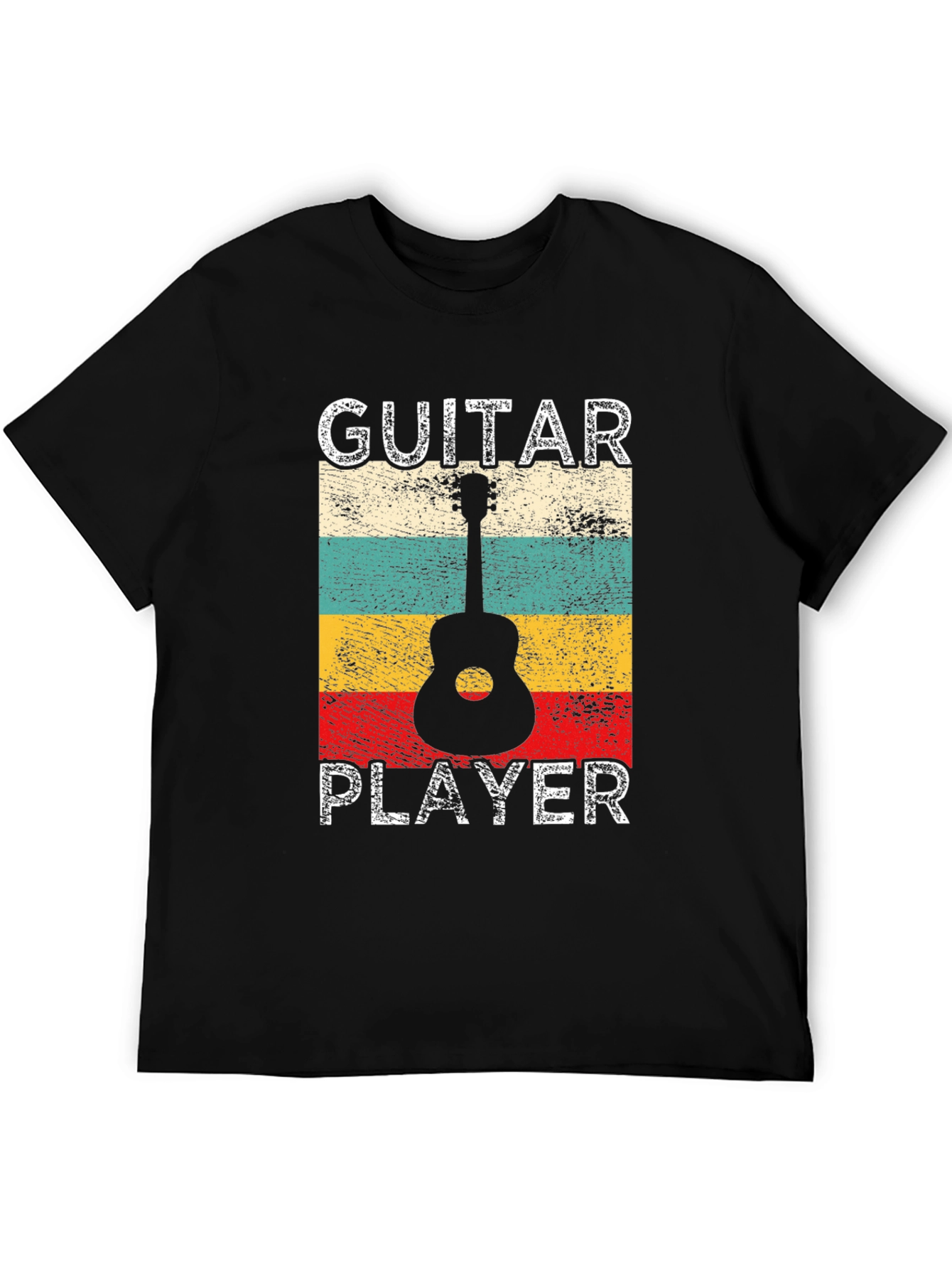 Black Guitar Player Retro T-Shirt - Music Lover Tee view 5
