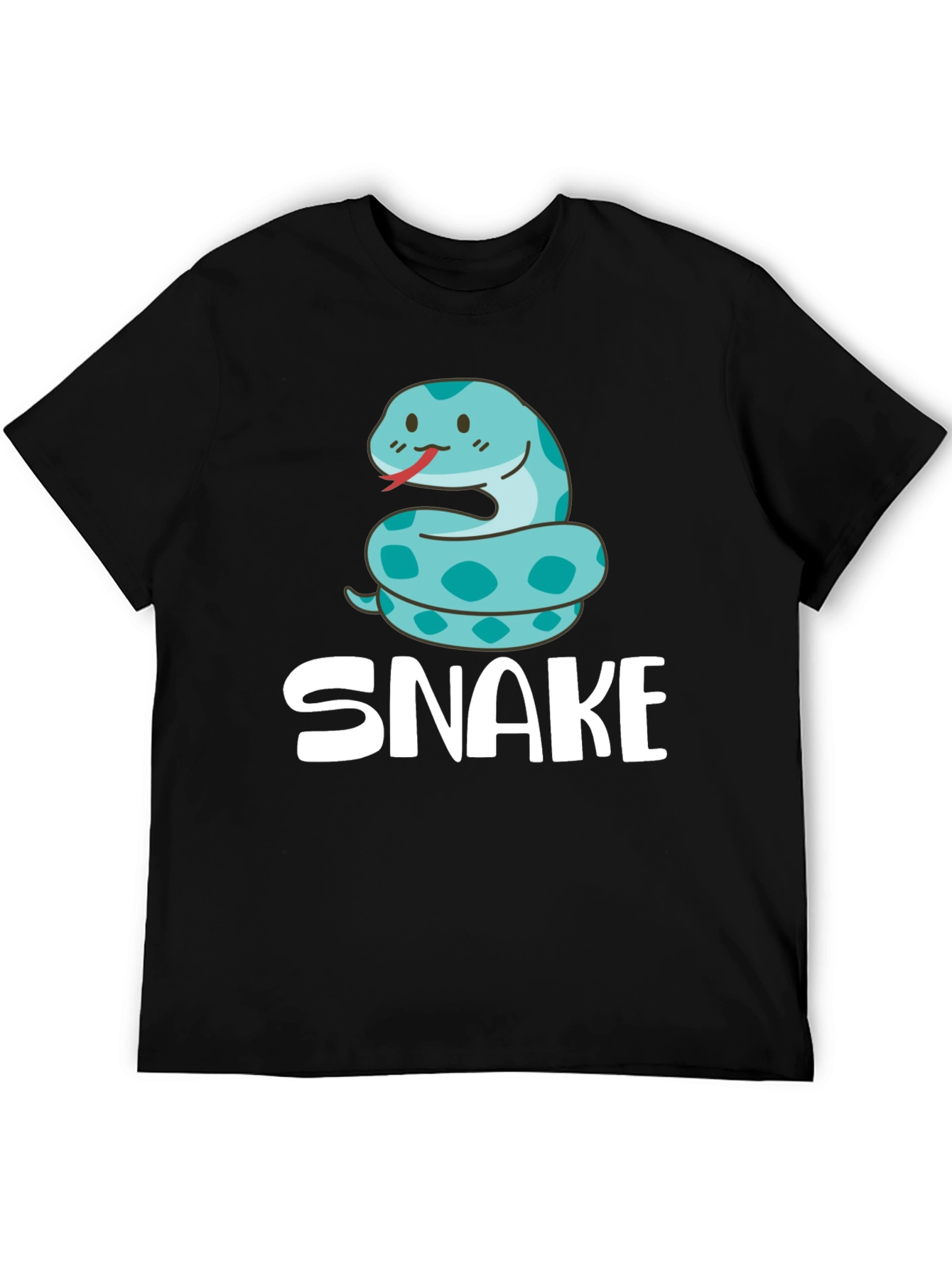 Black Cute Cartoon Snake T-Shirt - Black view 5