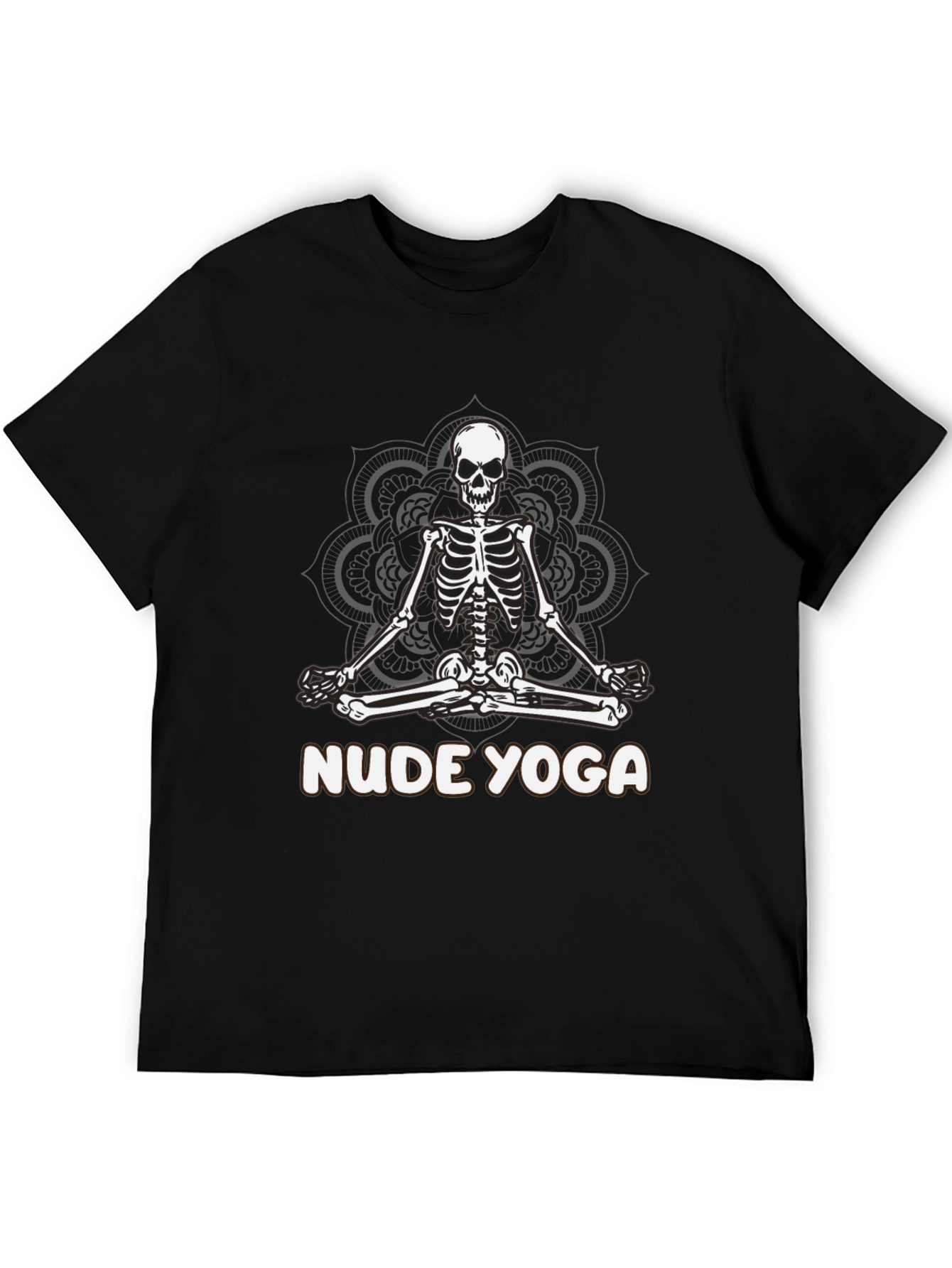 Black Nude Yoga Skeleton T-Shirt - Relaxed Meditation Tee view 5