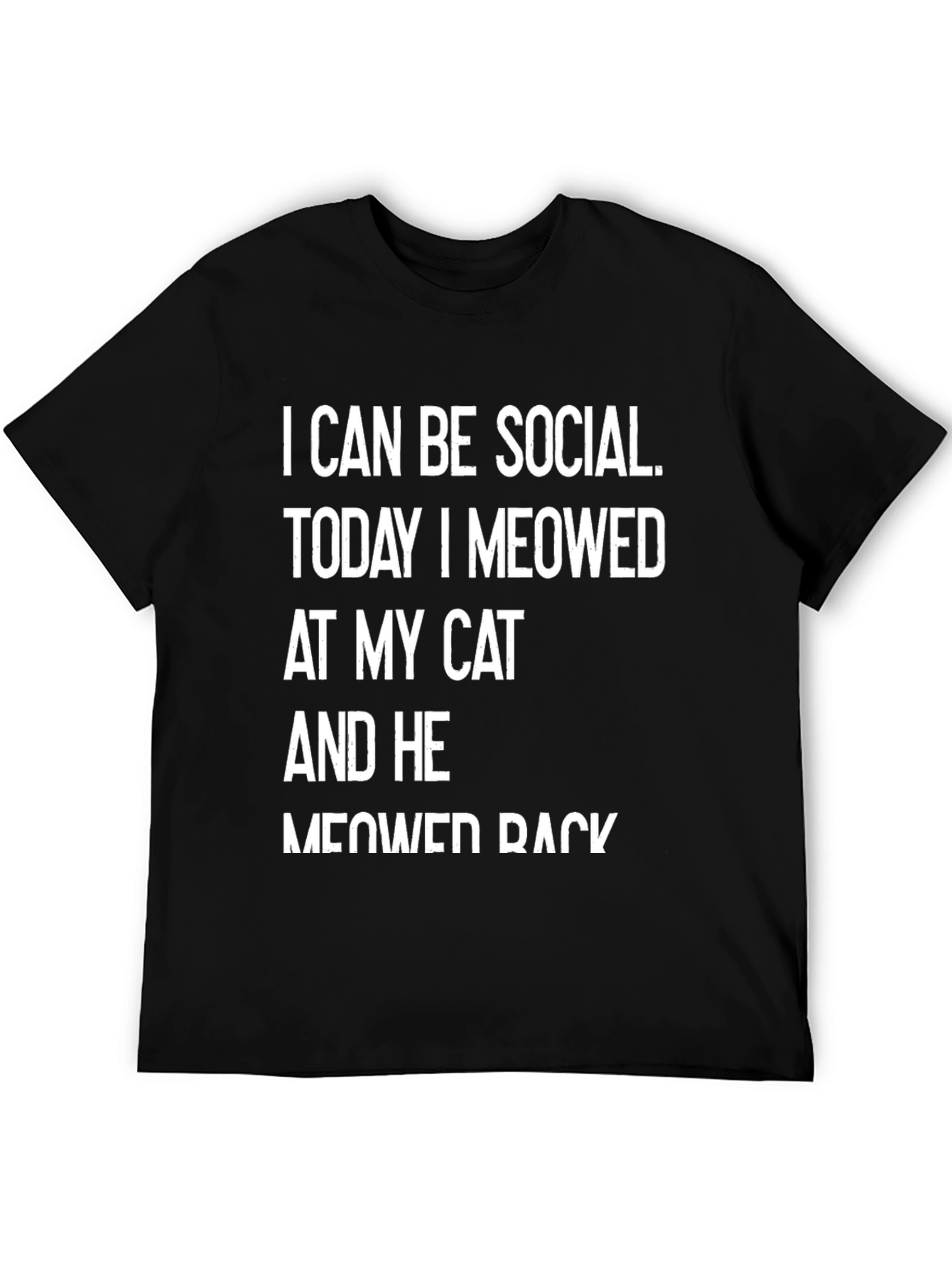 Black Funny Cat Lover T-Shirt - I Can Be Social view 5