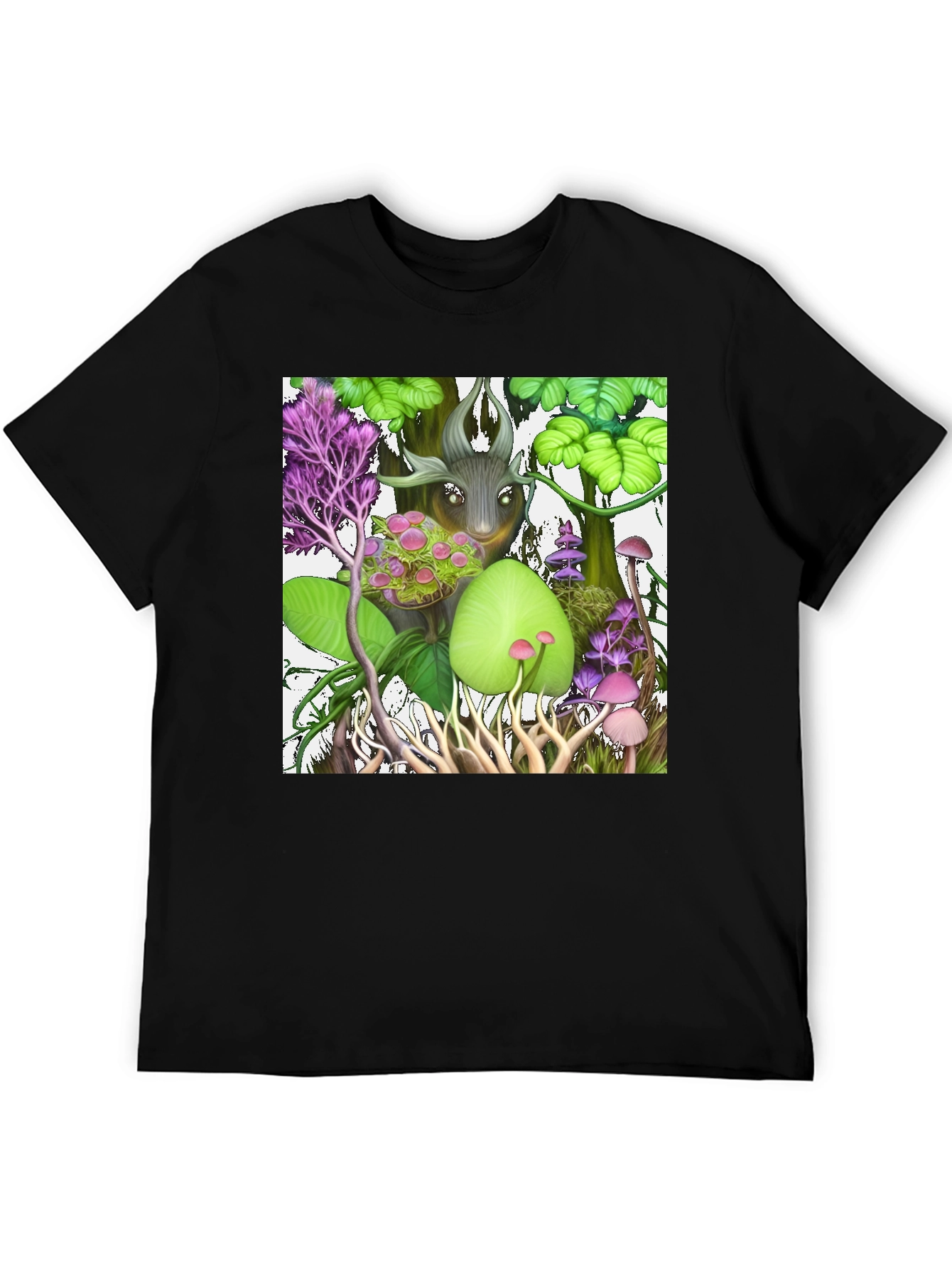 Black Enchanted Forest Graphic Black T-Shirt view 5