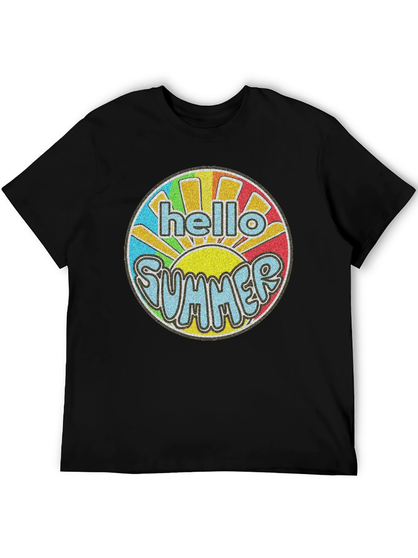 Black Hello Summer Retro Graphic T-Shirt view 5