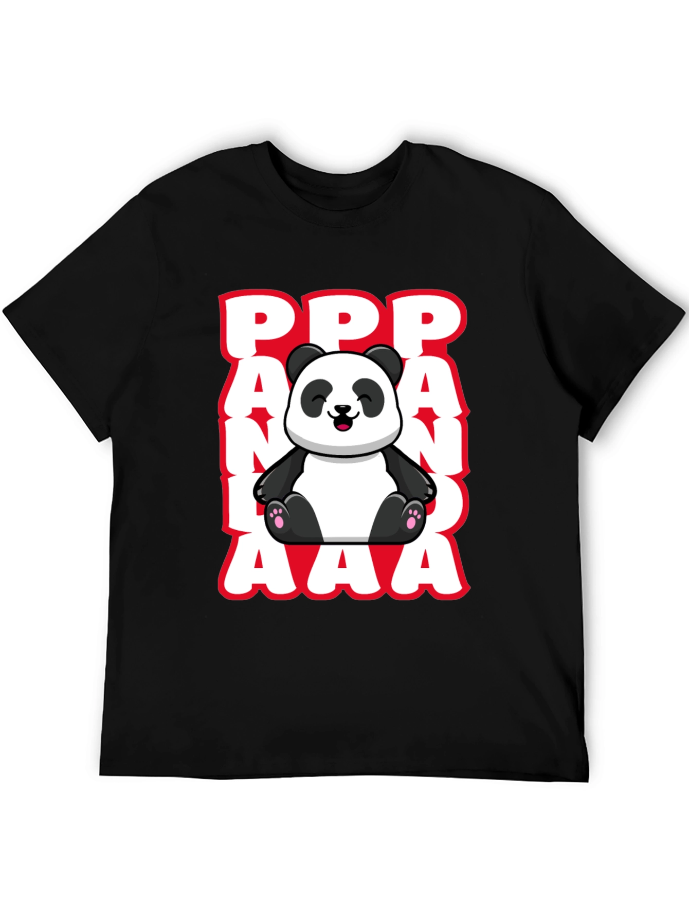 Black Cute Panda T-Shirt - PPP AAA Design view 5