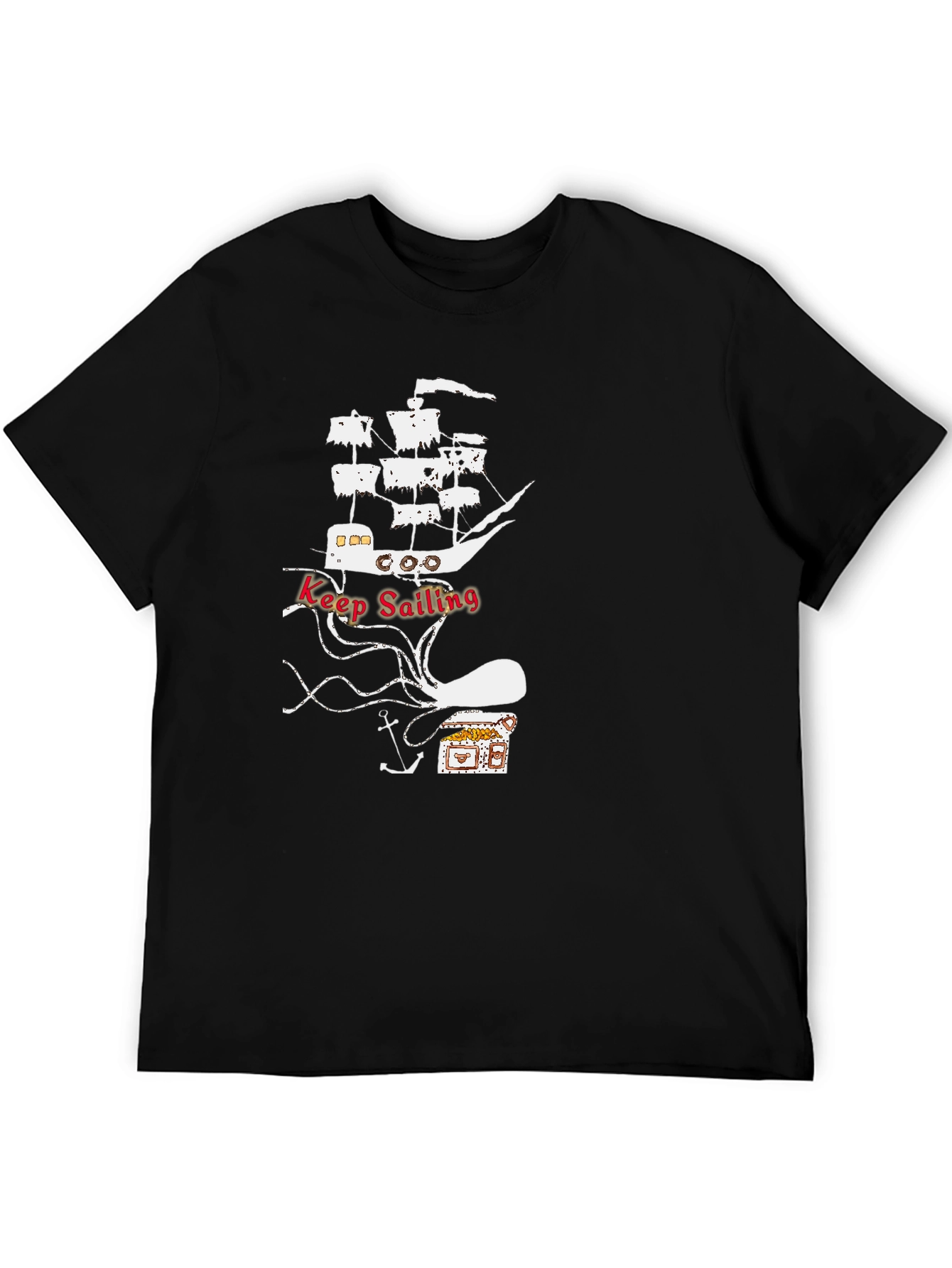 Black Keep Sailing Graphic Tee - Black Cotton T-Shirt view 5