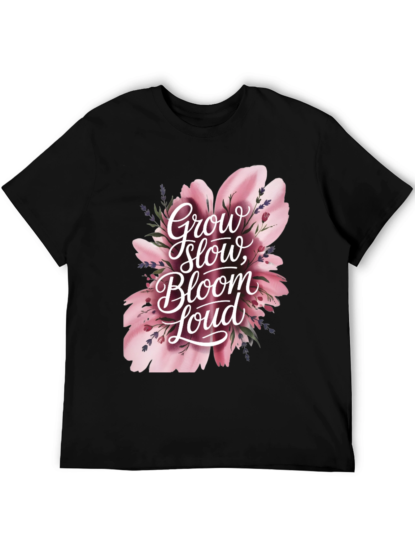 Black Grow Slow Bloom Loud Graphic Tee view 5