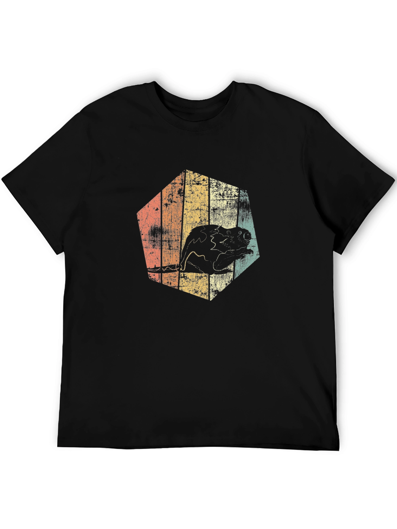 Black Retro Beaver Graphic Tee - Men's Black T-Shirt view 5