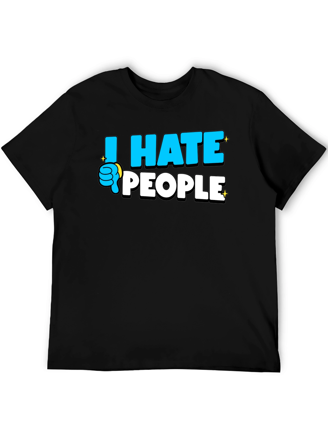 Black I Hate People Graphic T-Shirt - Black view 5