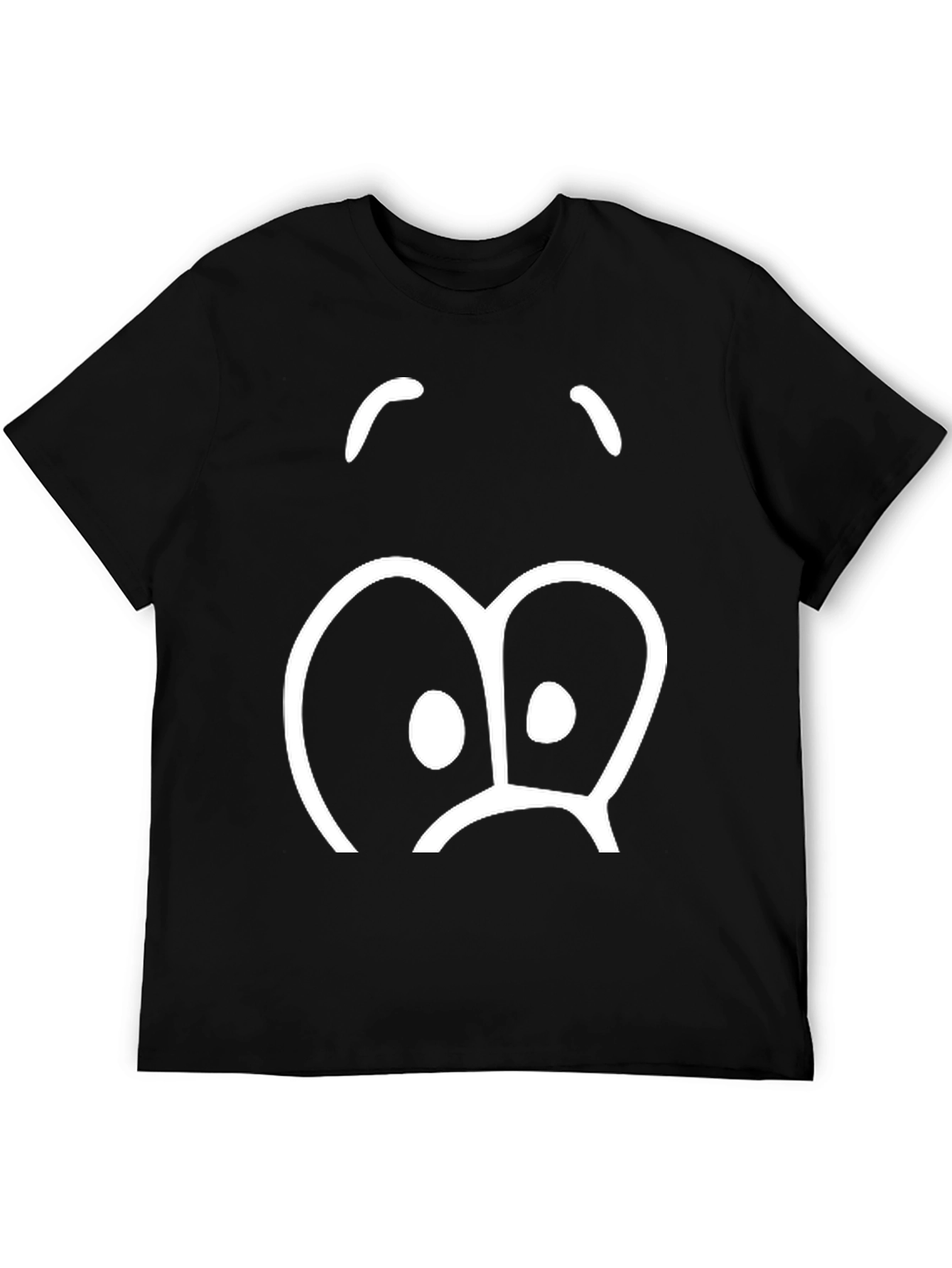 Black Funny Sad Face Graphic Print T-Shirt view 5