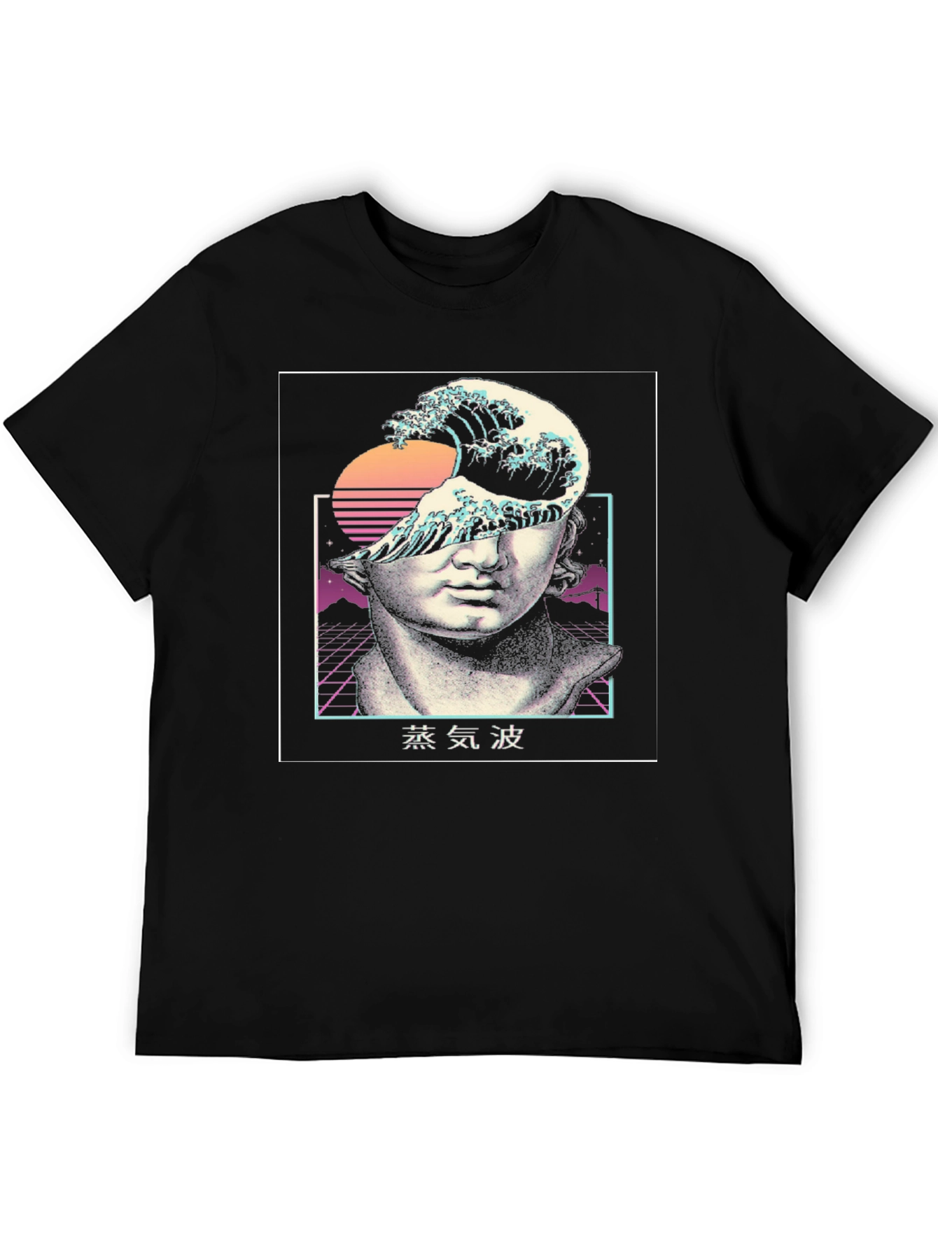 Black Vaporwave Statue Graphic Tee view 5