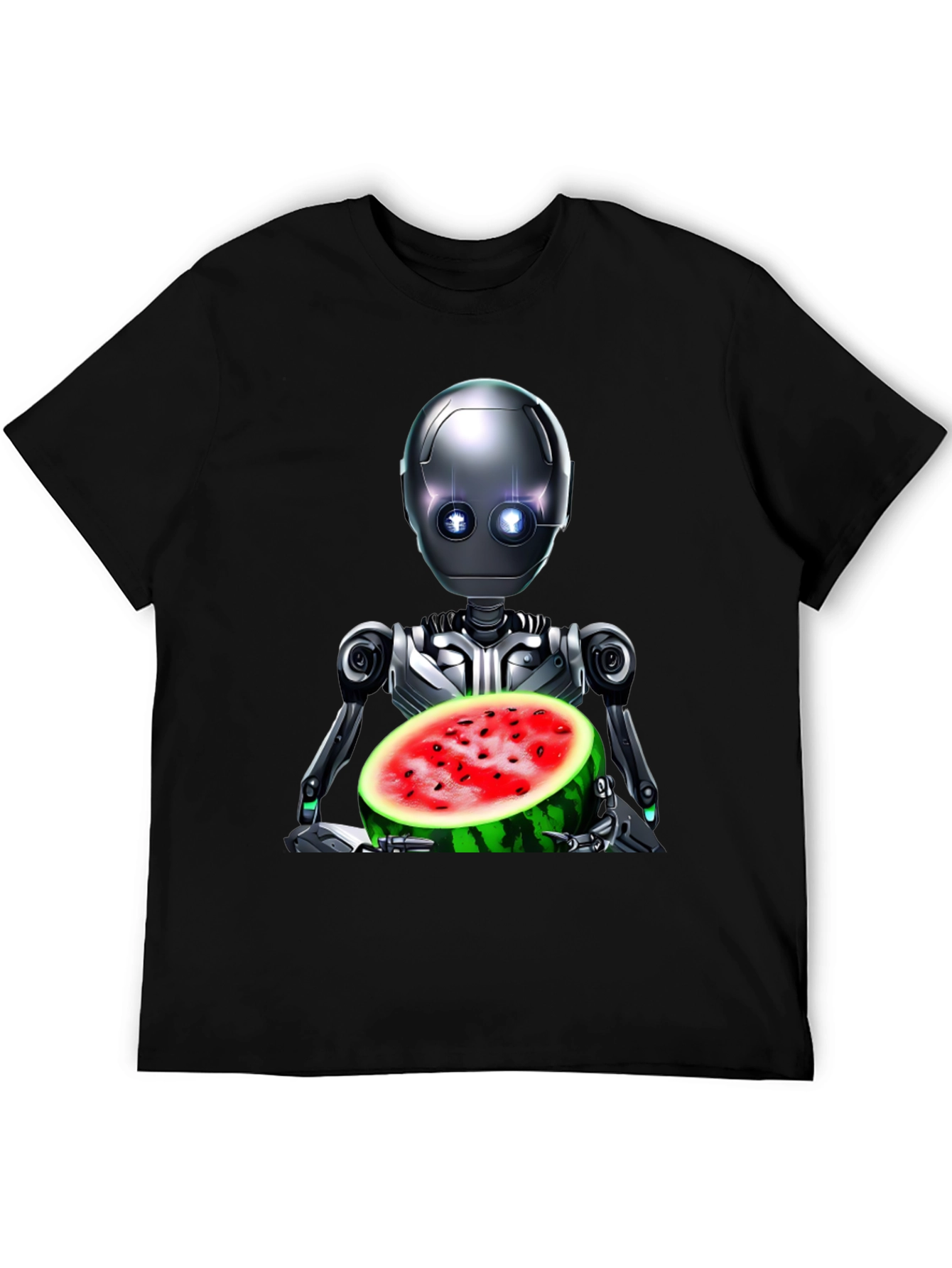Black Robot with Watermelon Graphic Tee view 5