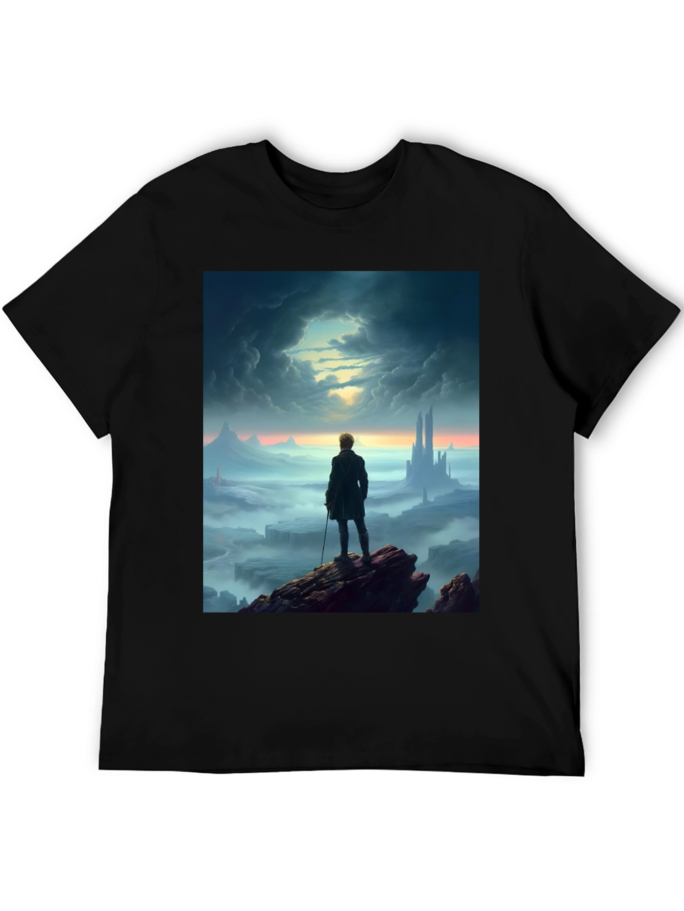 Black Epic Landscape Graphic Tee - Black Cotton Blend view 5
