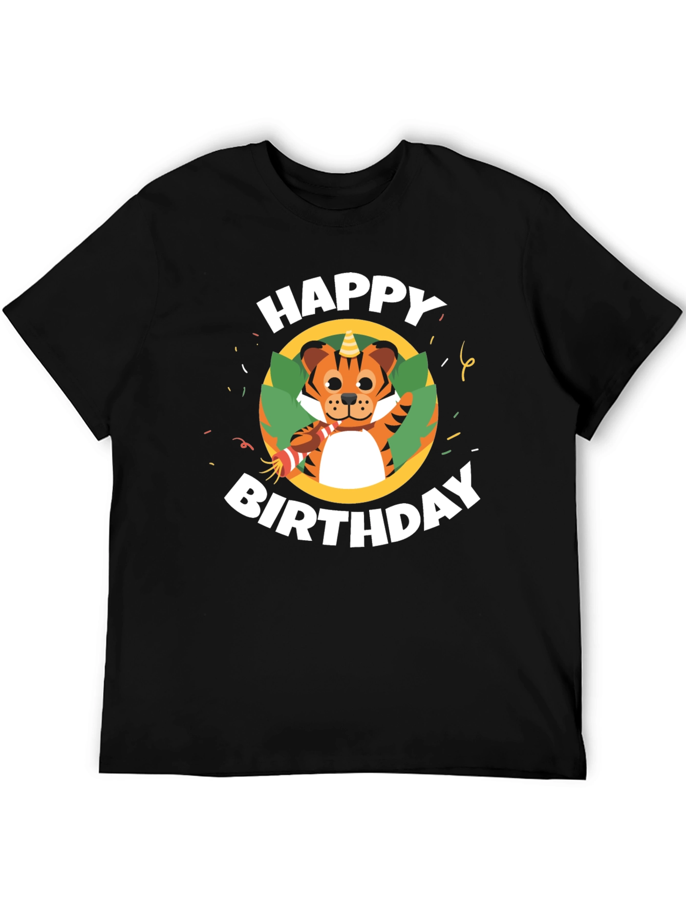 Black Happy Birthday Tiger Graphic T-Shirt view 5