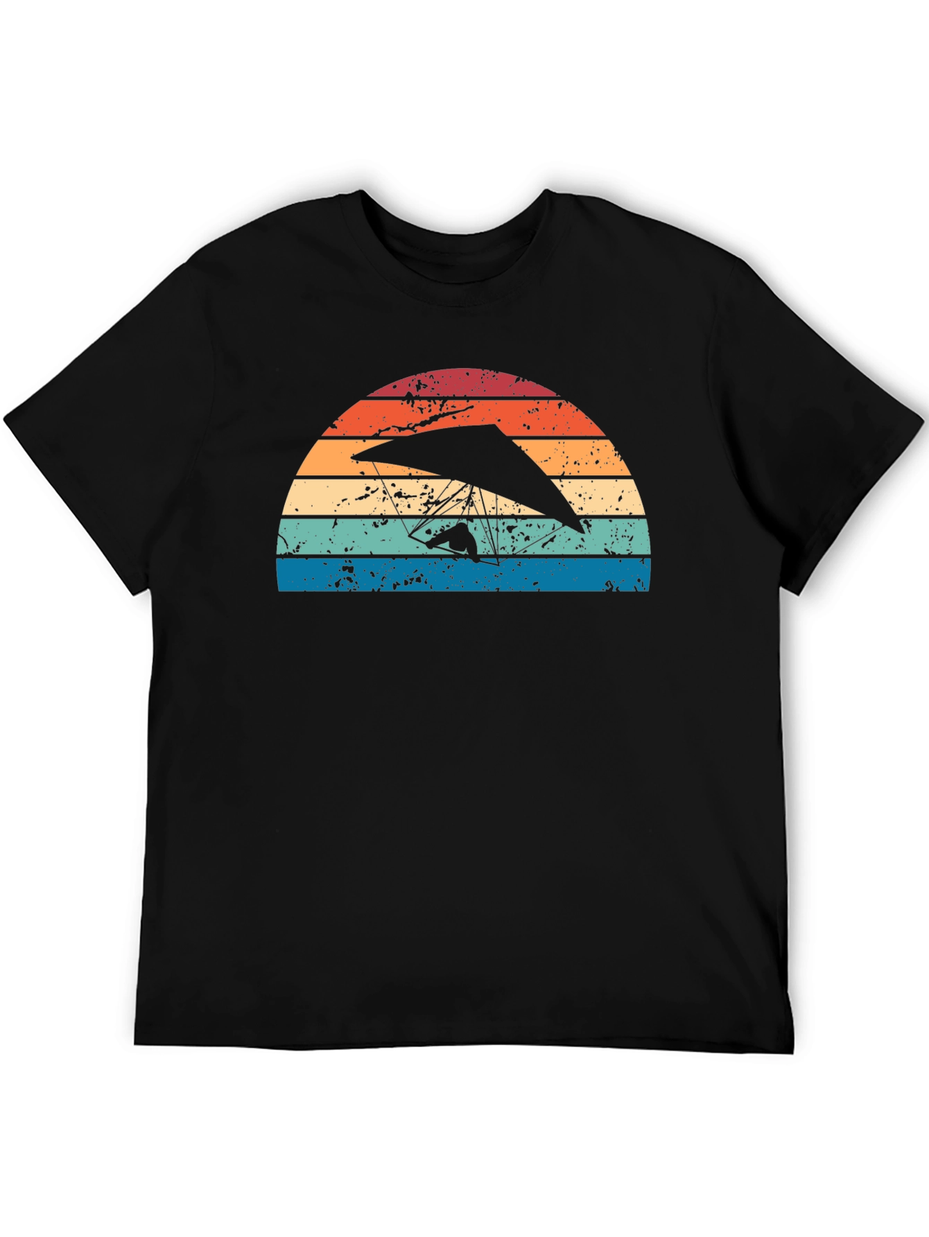 Black Hang Gliding Sunset Graphic Tee - Black Cotton Shirt view 5