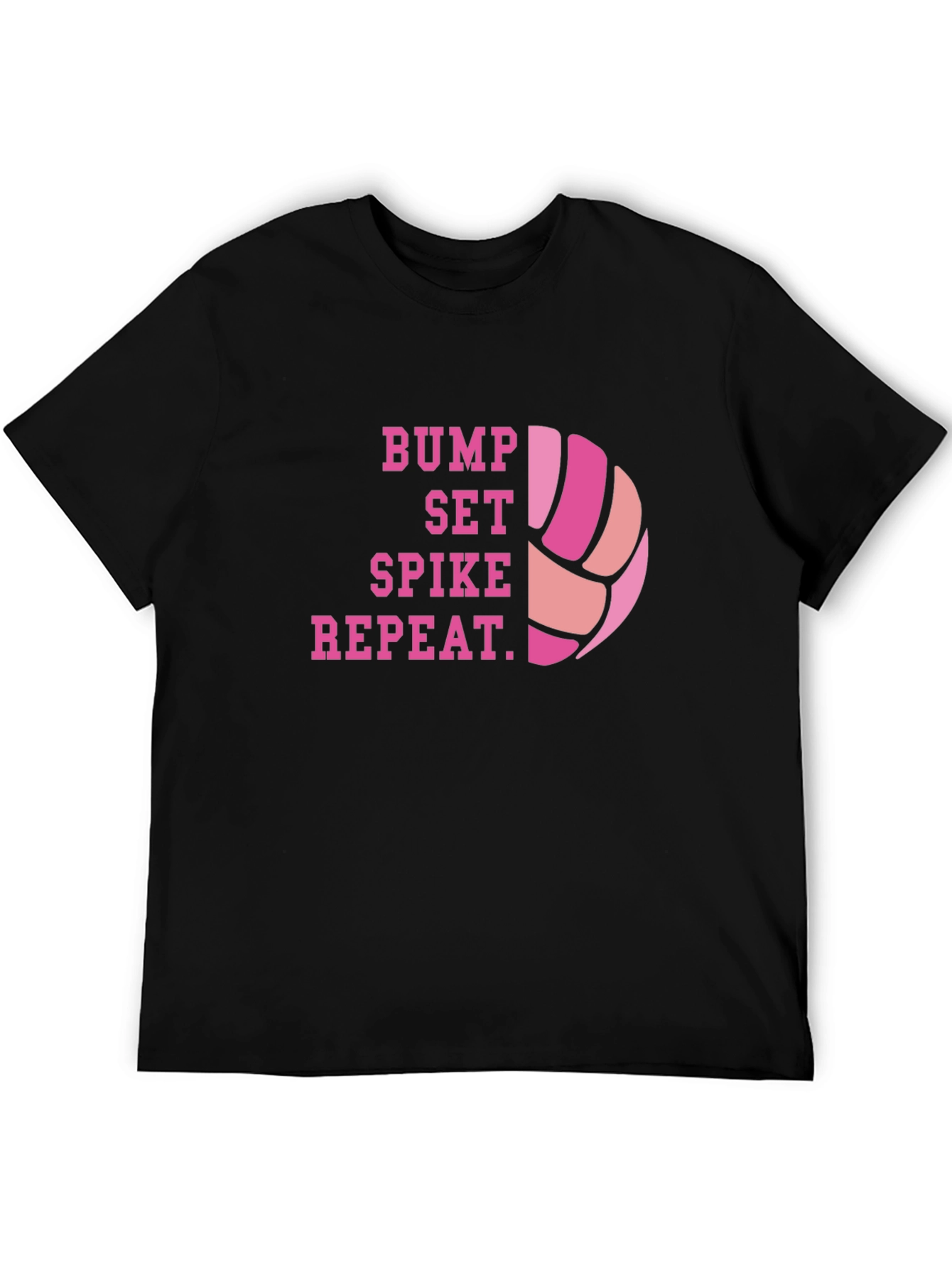 Black Volleyball Bump Set Spike Repeat Graphic Tee view 5