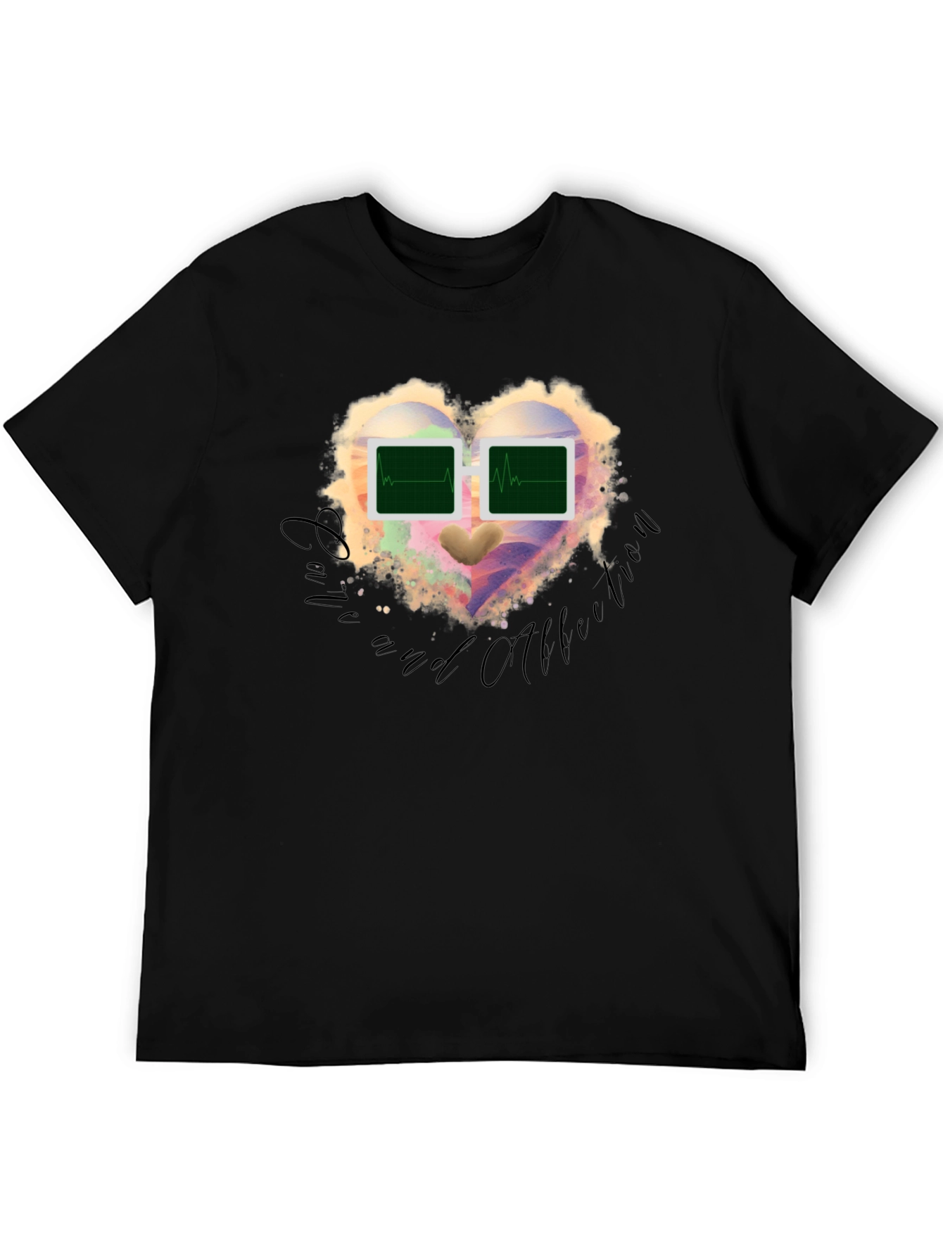 Black Love and Affection Heartbeat T-Shirt view 5