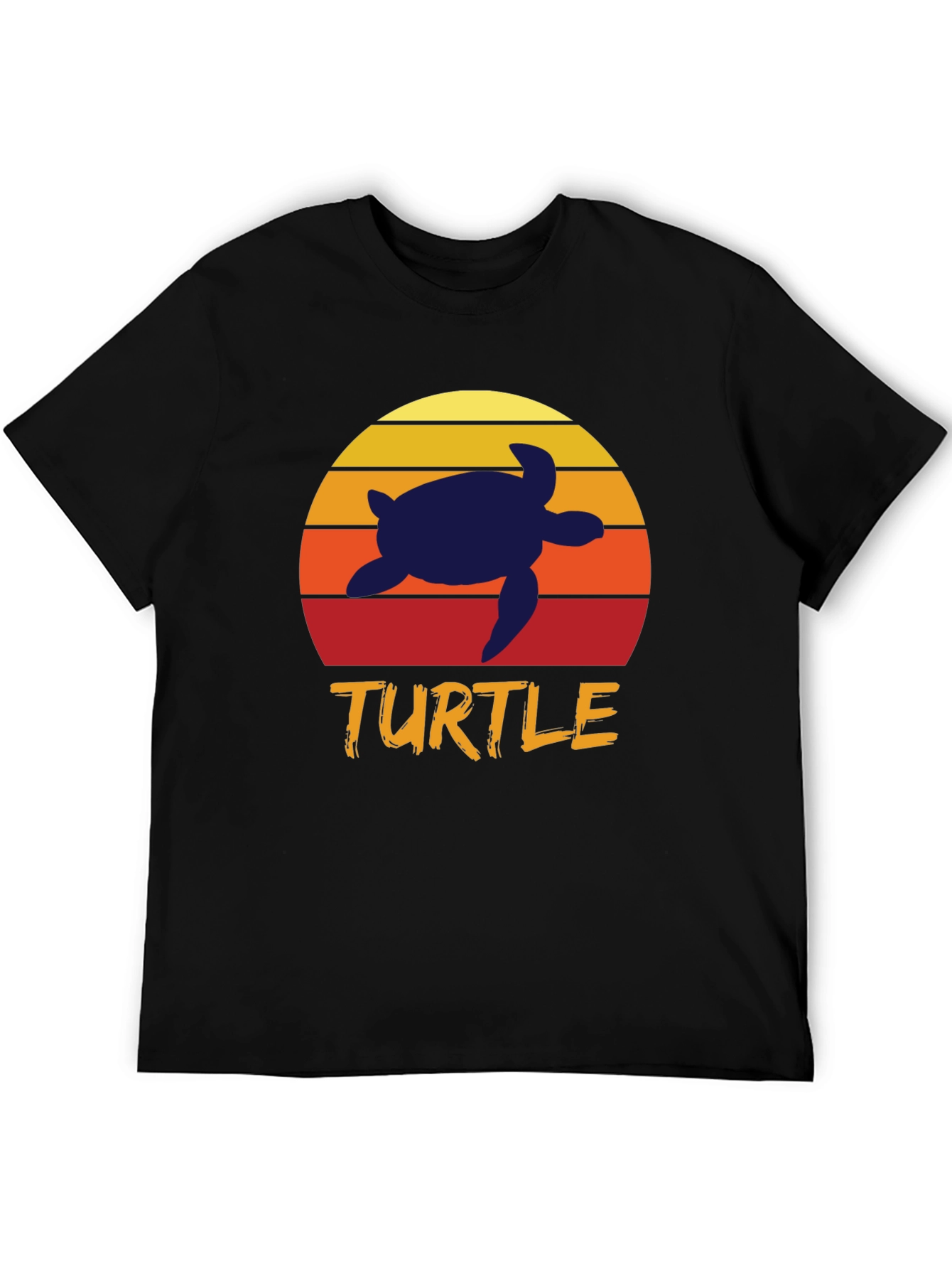 Black Retro Turtle T-Shirt - Sunset Silhouette Tee view 5