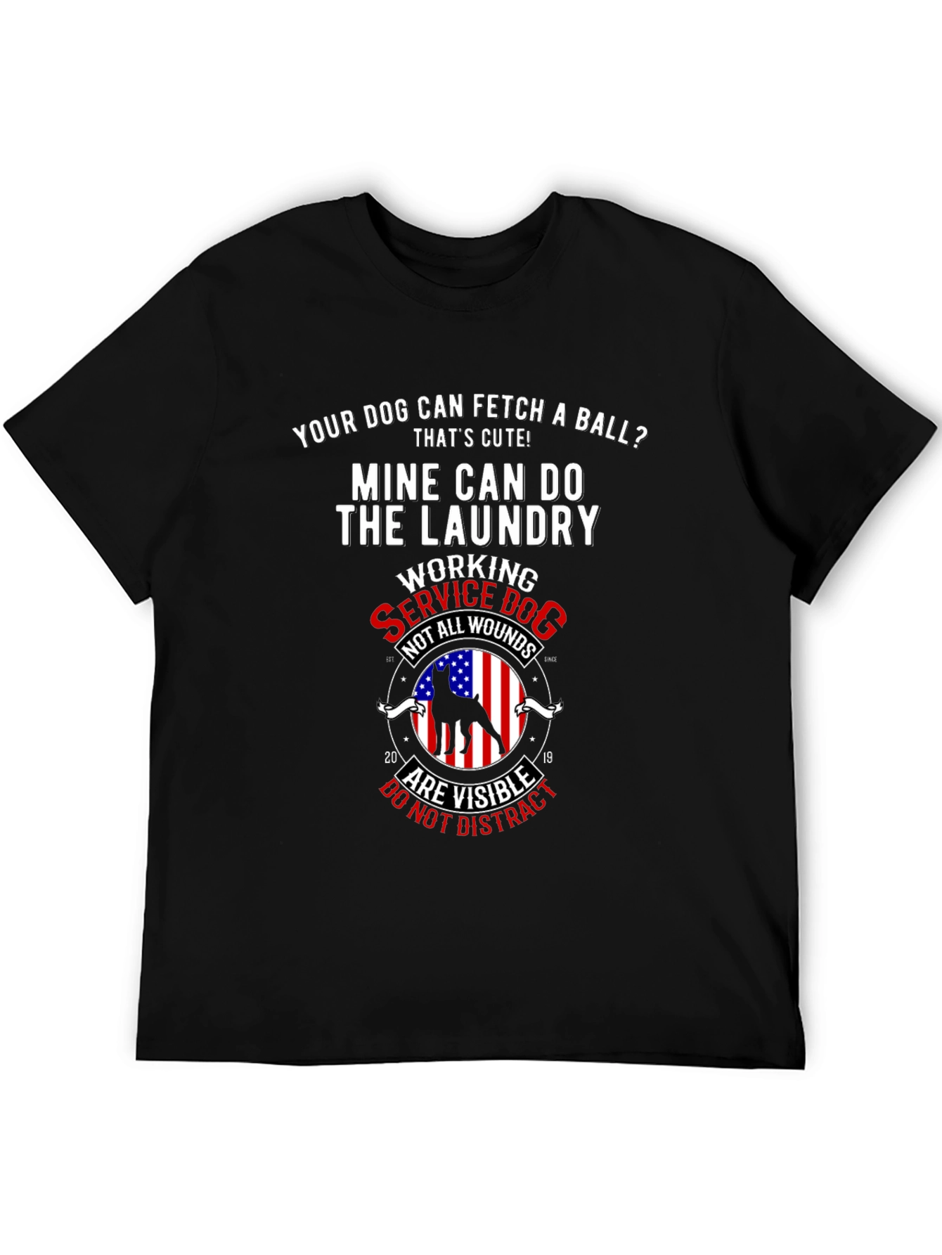 Black Service Dog Laundry T-Shirt - Veteran Support view 5
