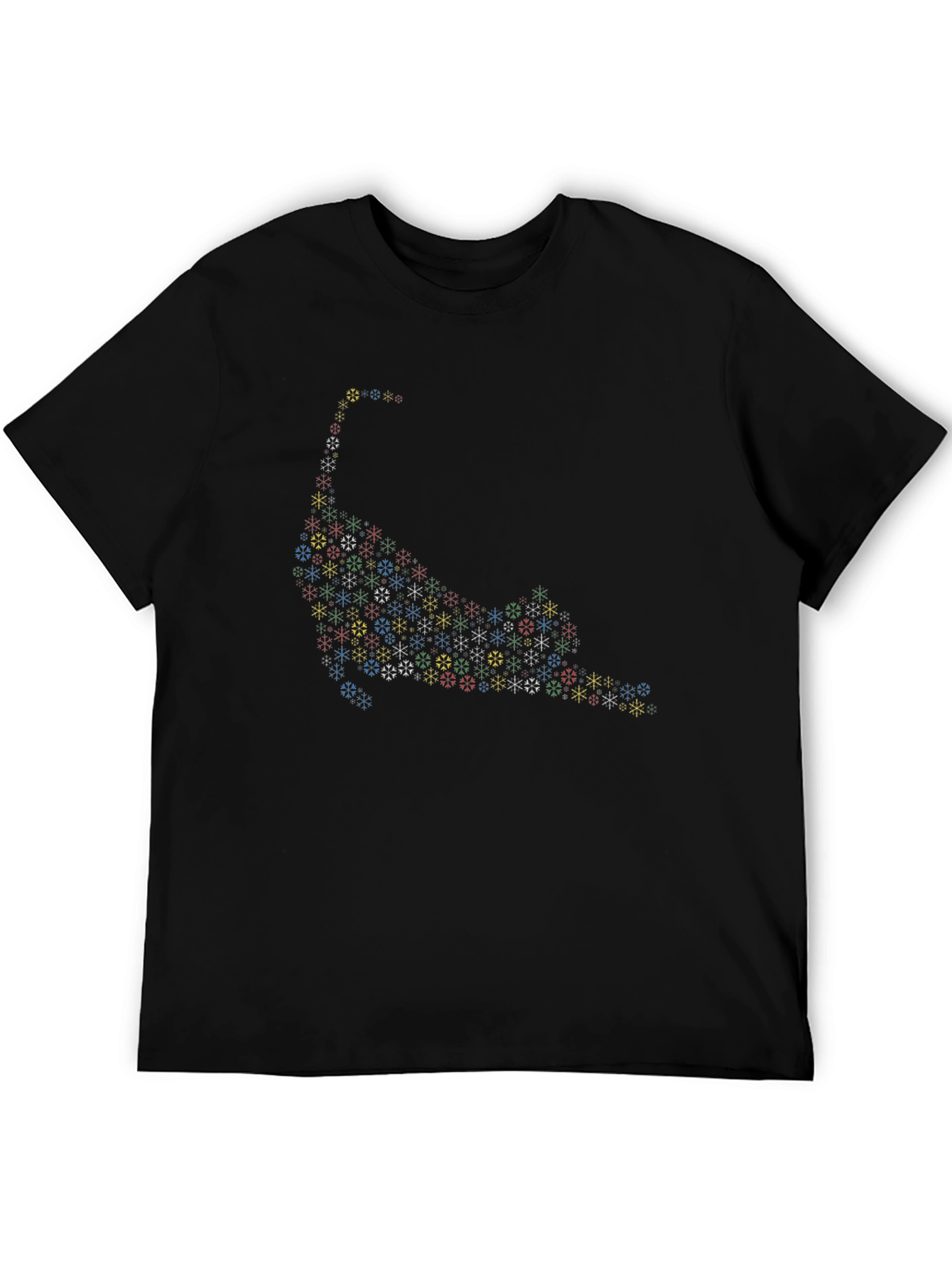 Black Cool Geometric Cat T-Shirt view 5