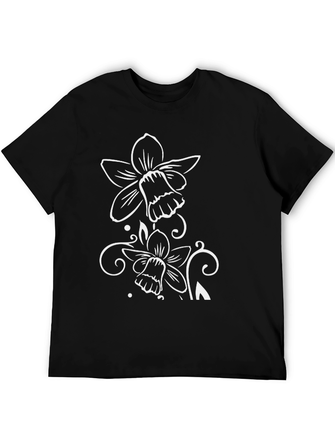 Black Black Floral Graphic Tee - Stylish and Unique Design view 5