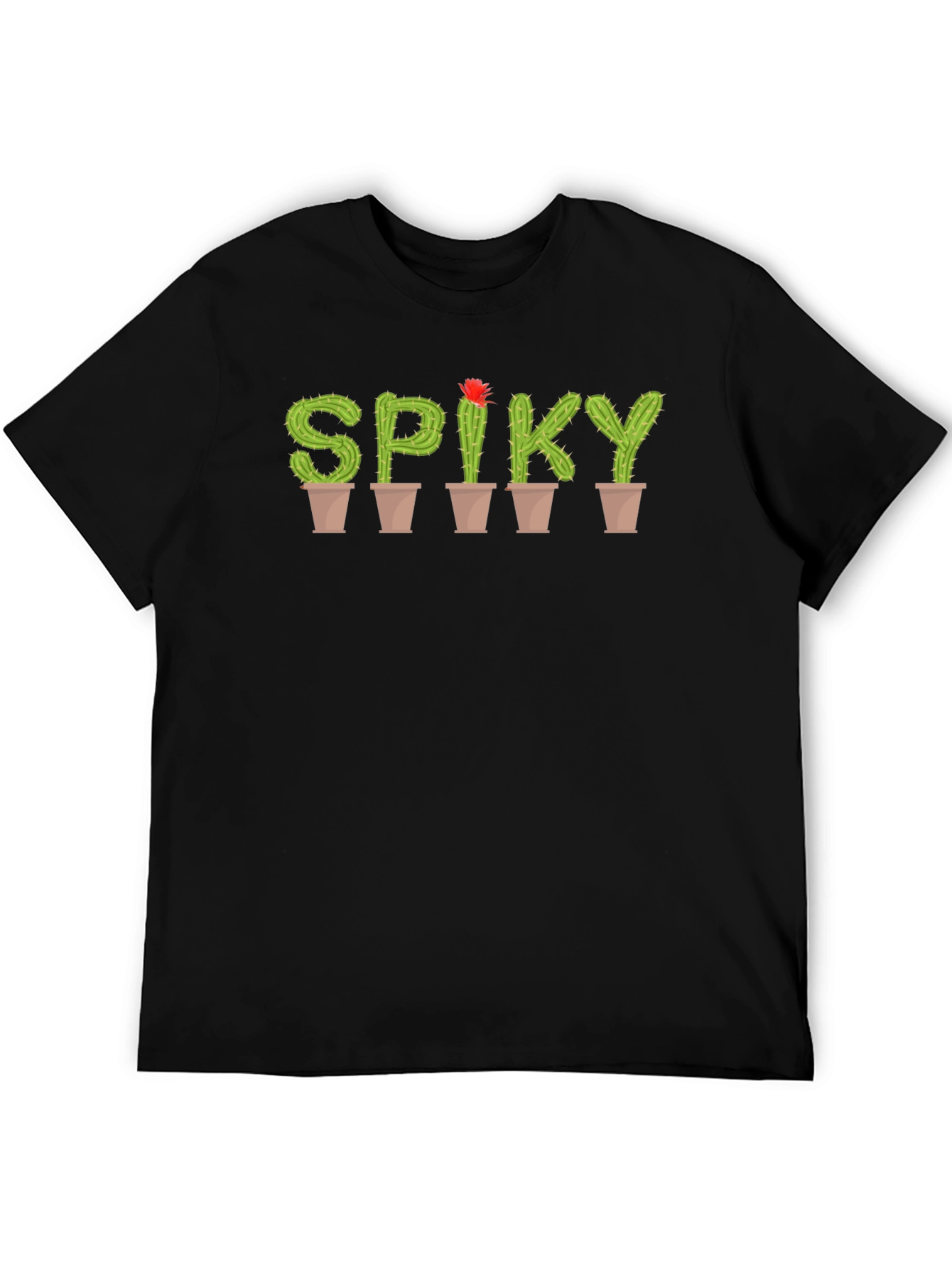 Black Spiky Cactus Word Art T-Shirt view 5