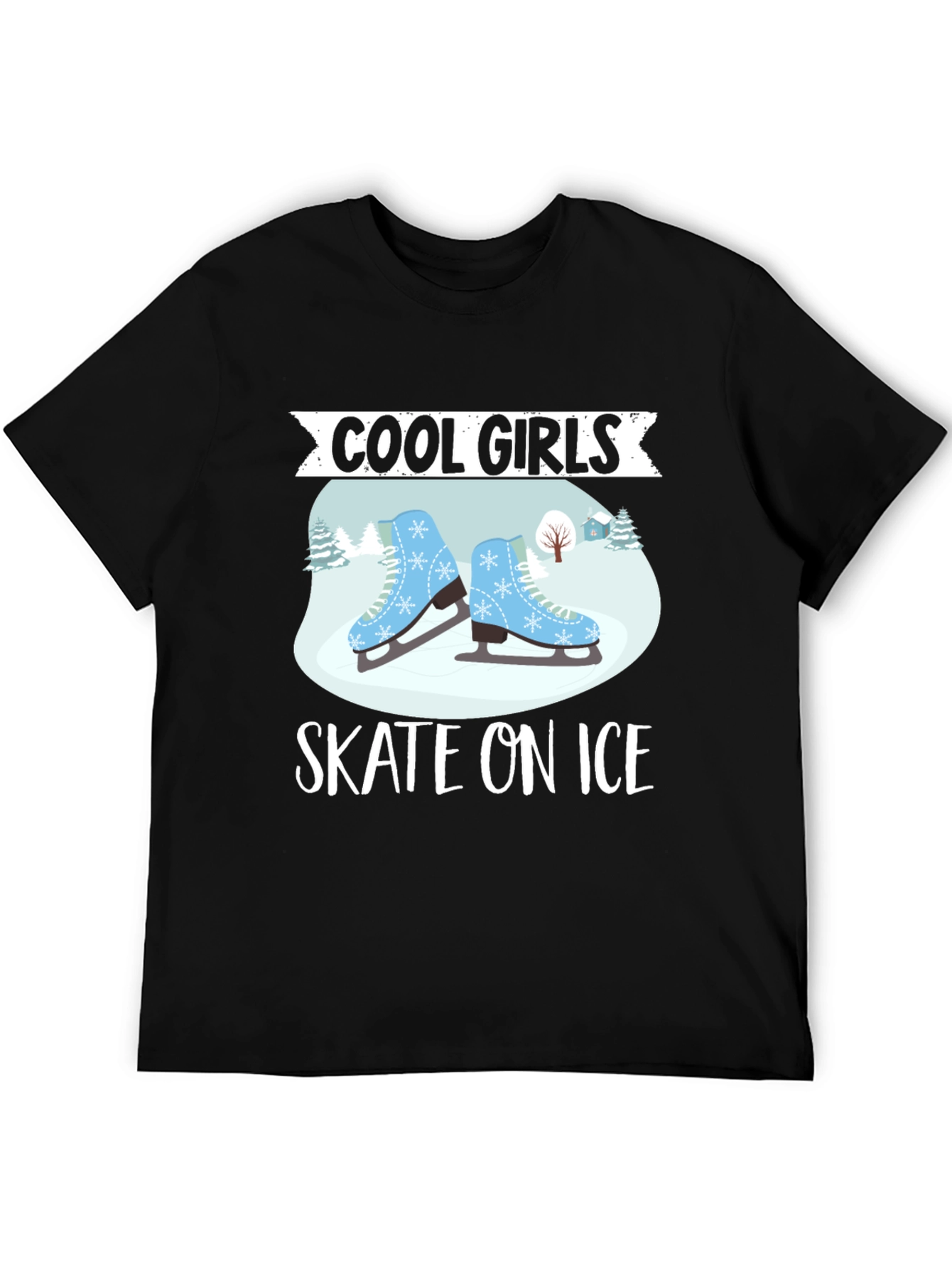 Black Cool Girls Skate On Ice T-Shirt view 5